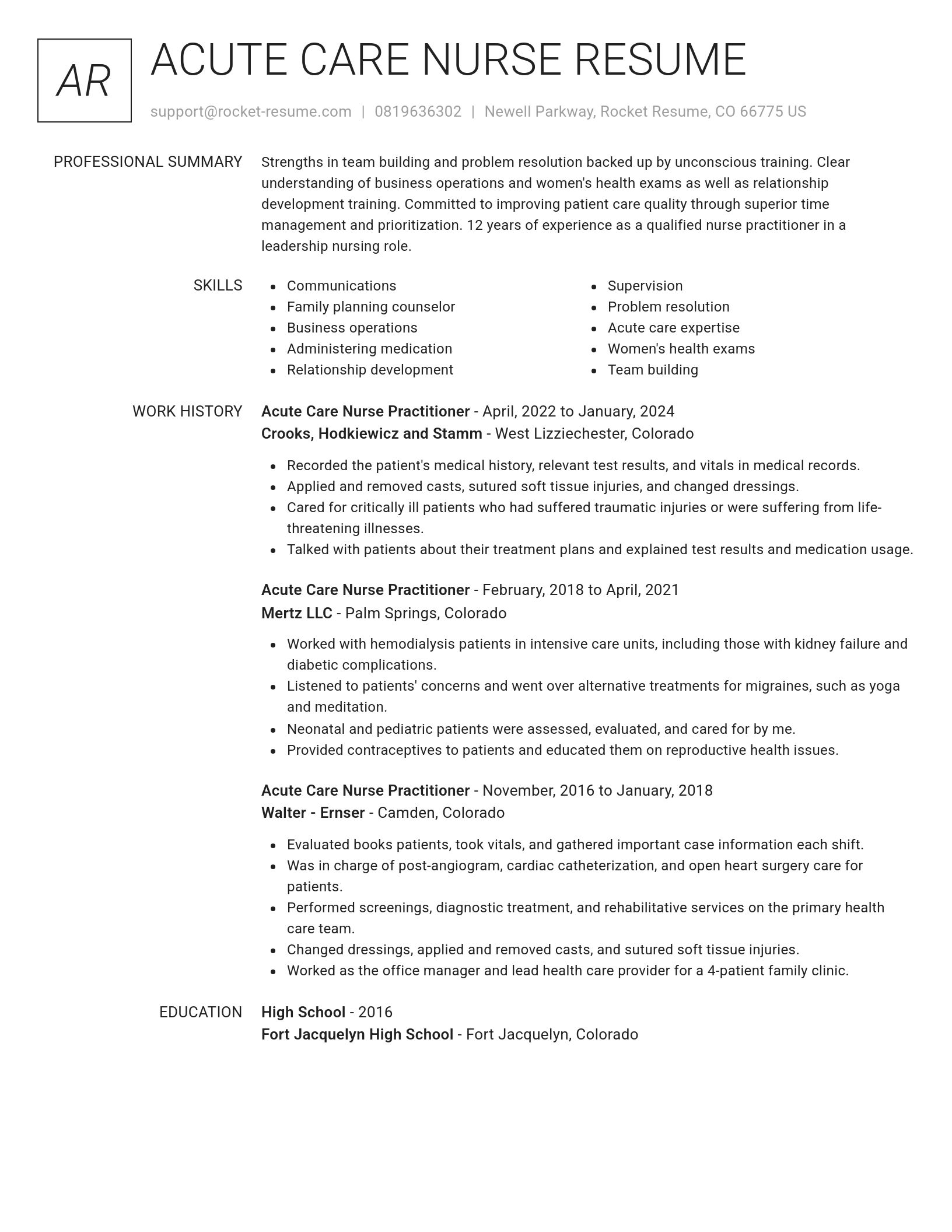 Renowned resume template