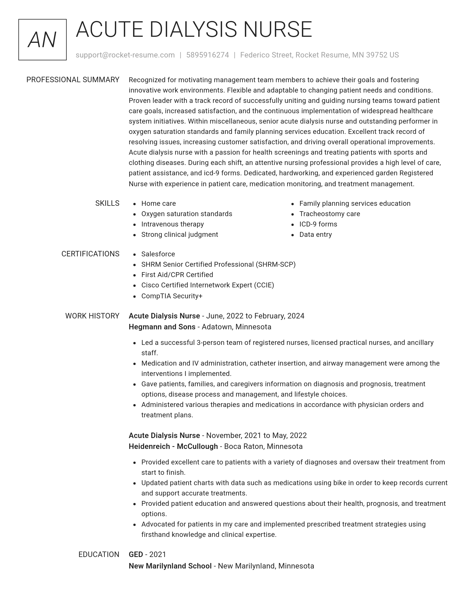 Renowned resume template