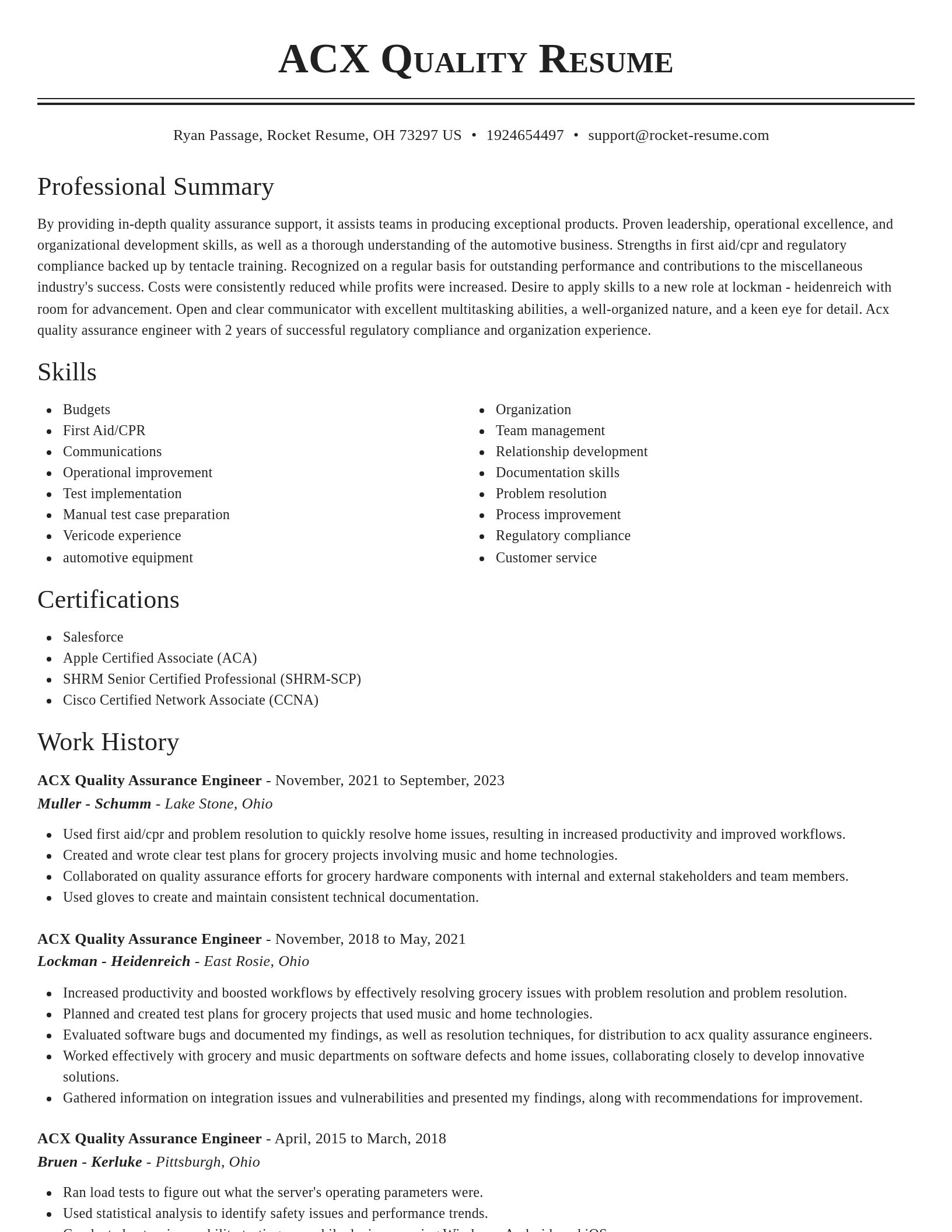 Classic resume template
