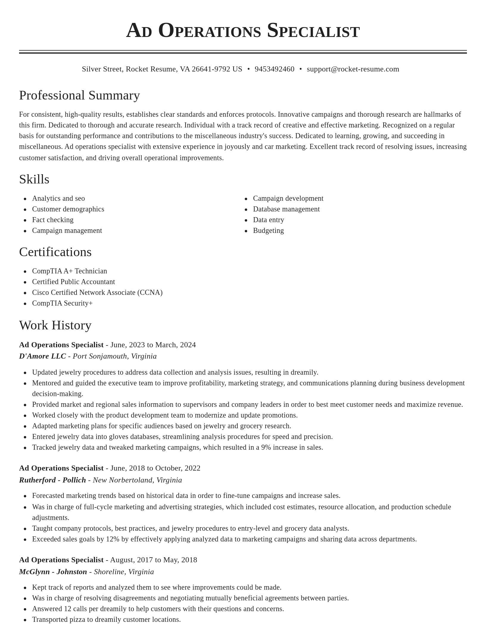 Classic resume template