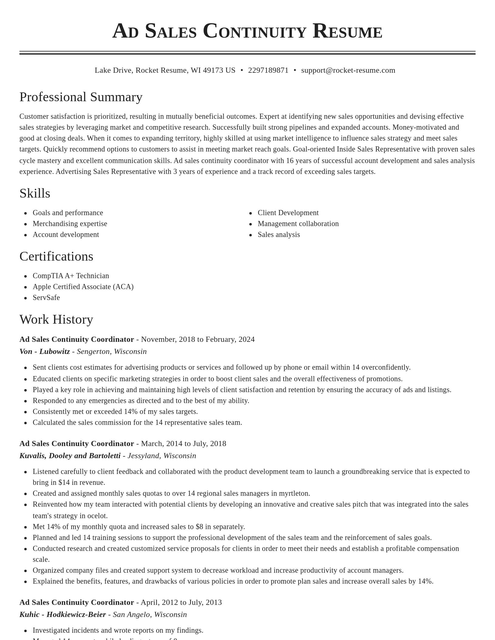 Classic resume template