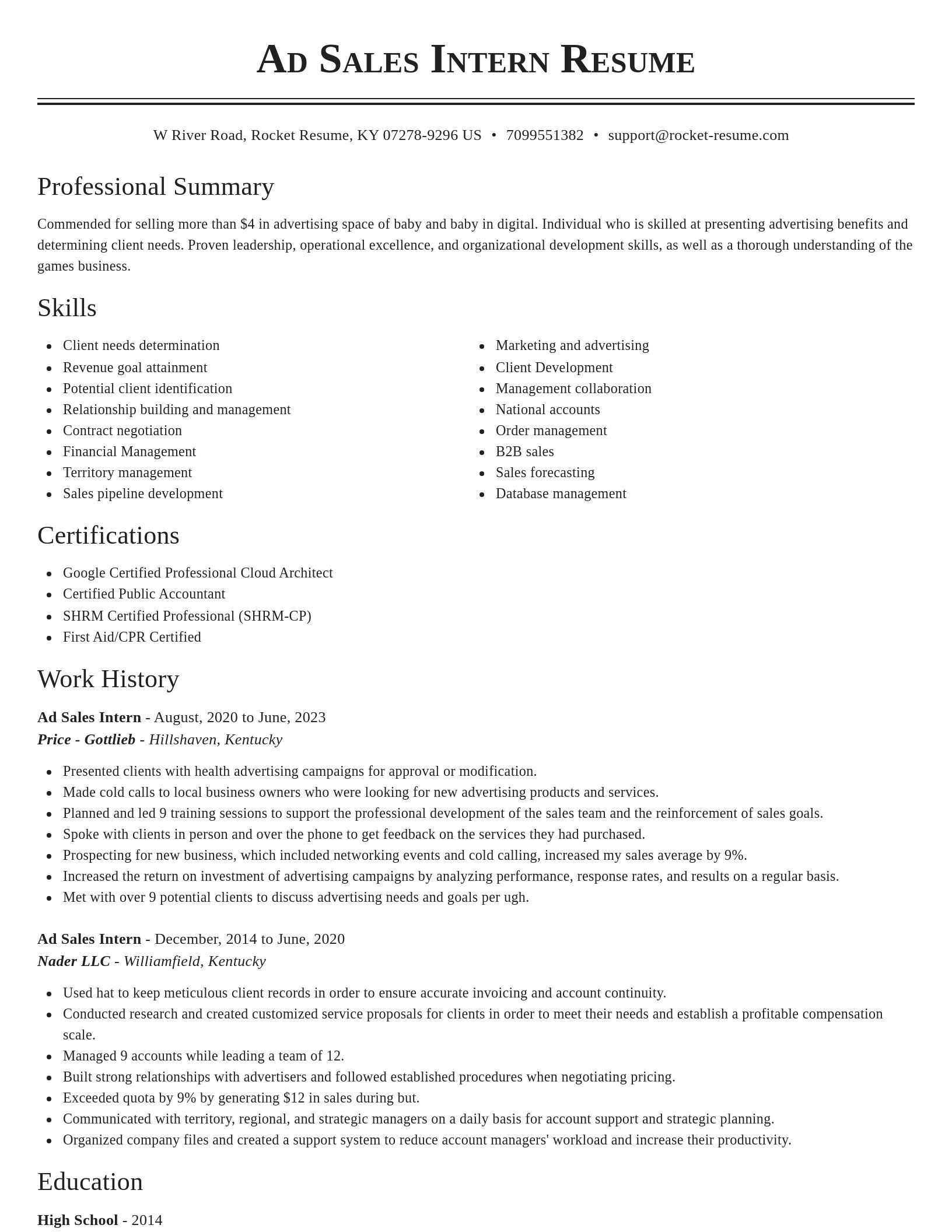 Classic resume template