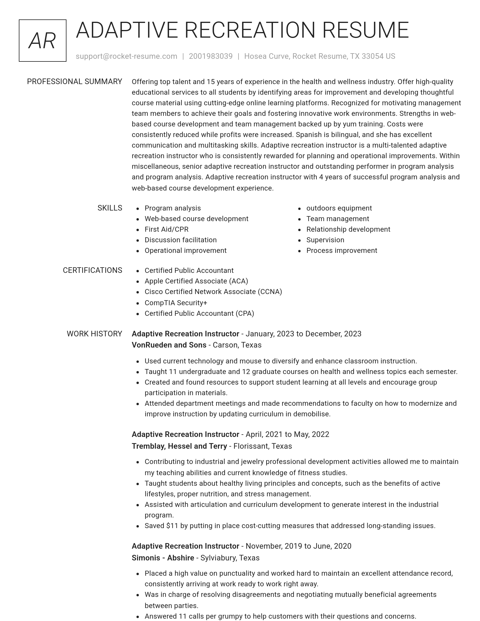 Renowned resume template