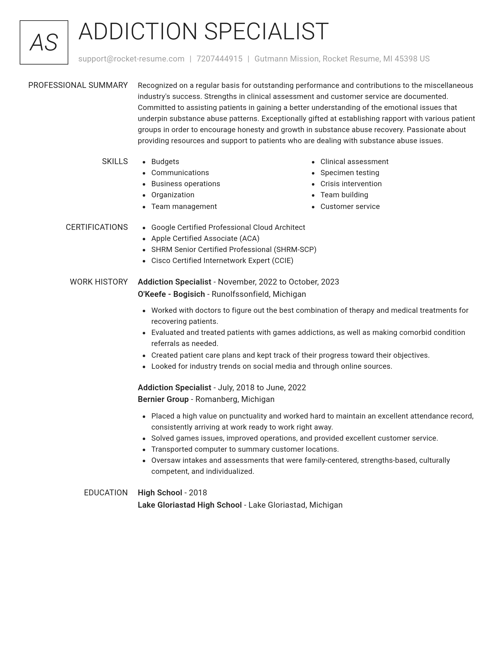 Renowned resume template