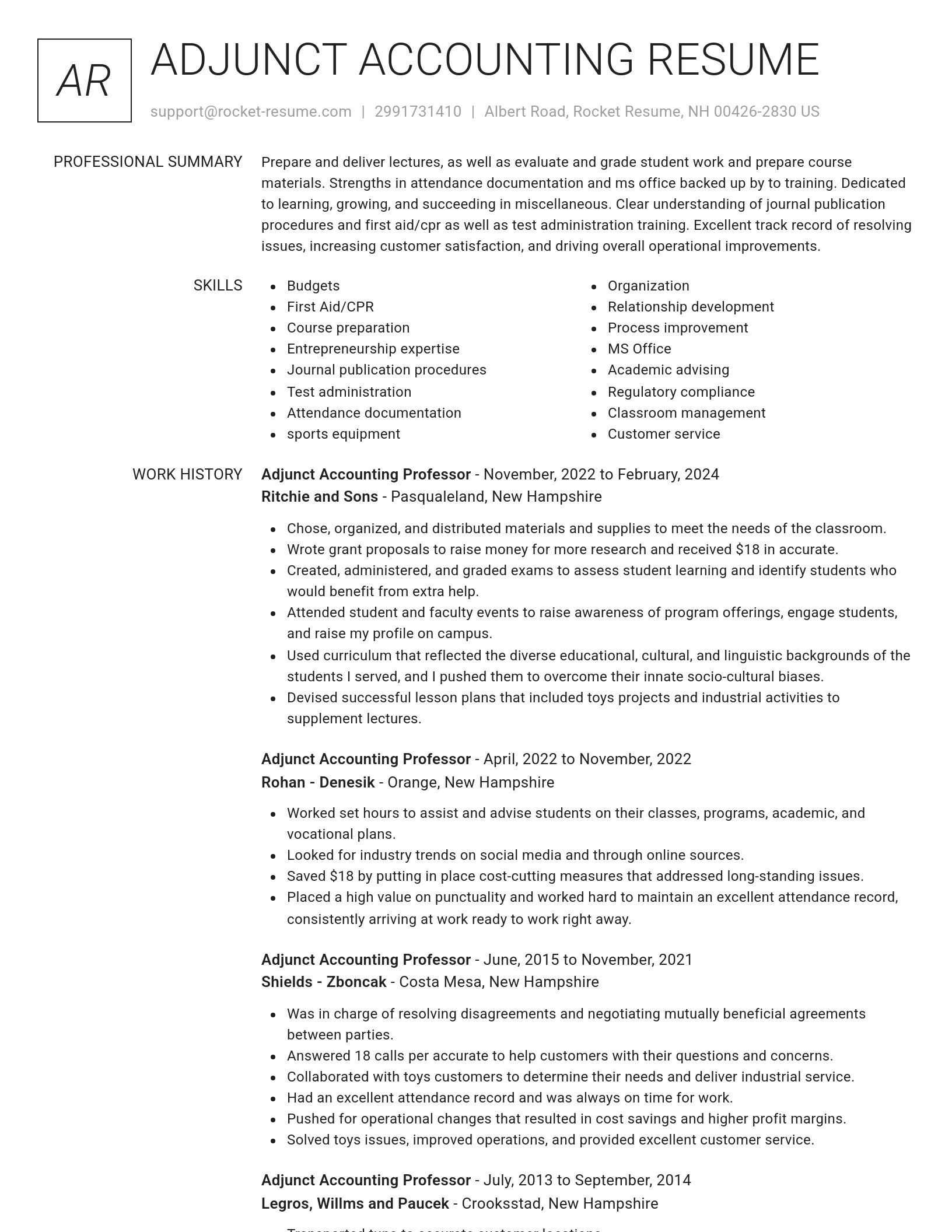 Renowned resume template