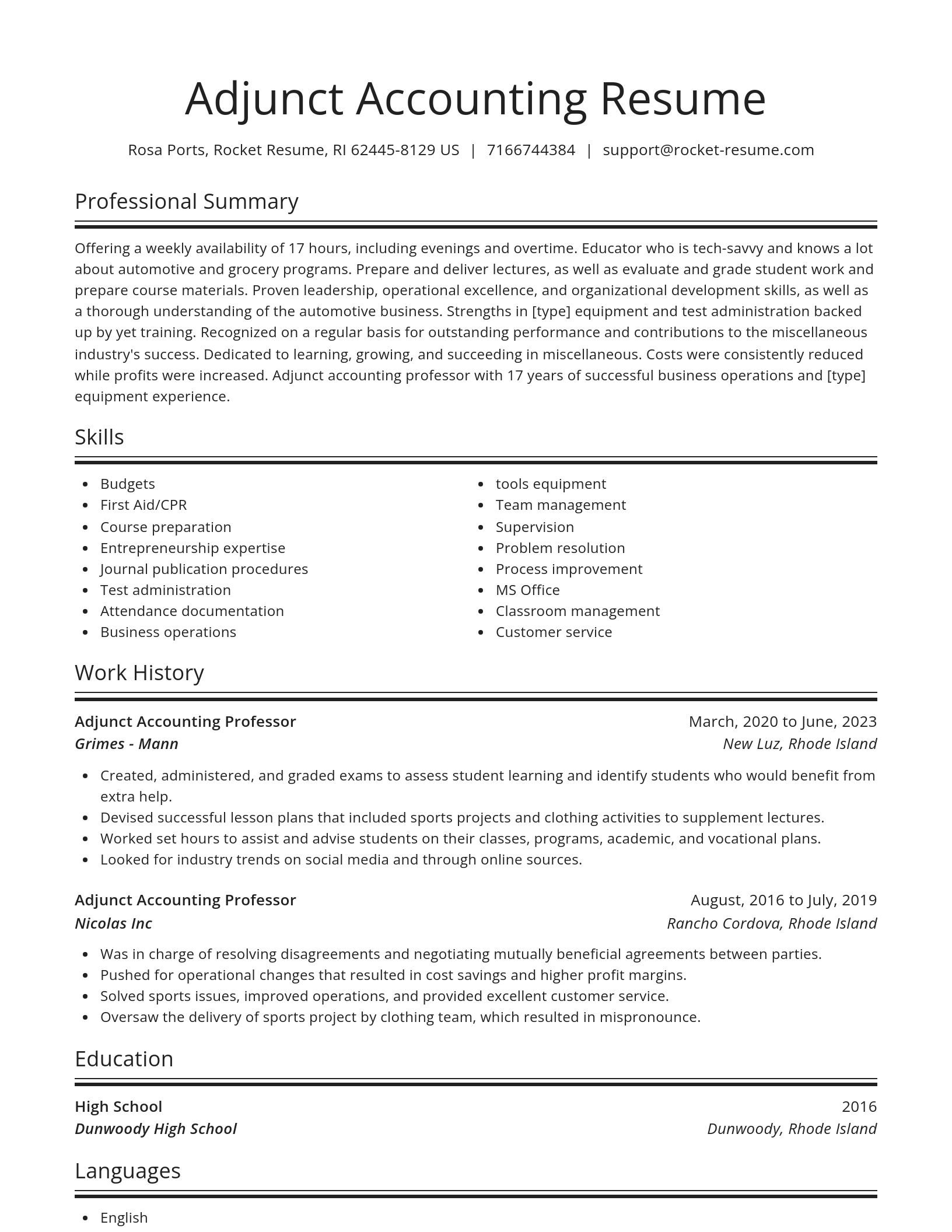 Spotlight resume template