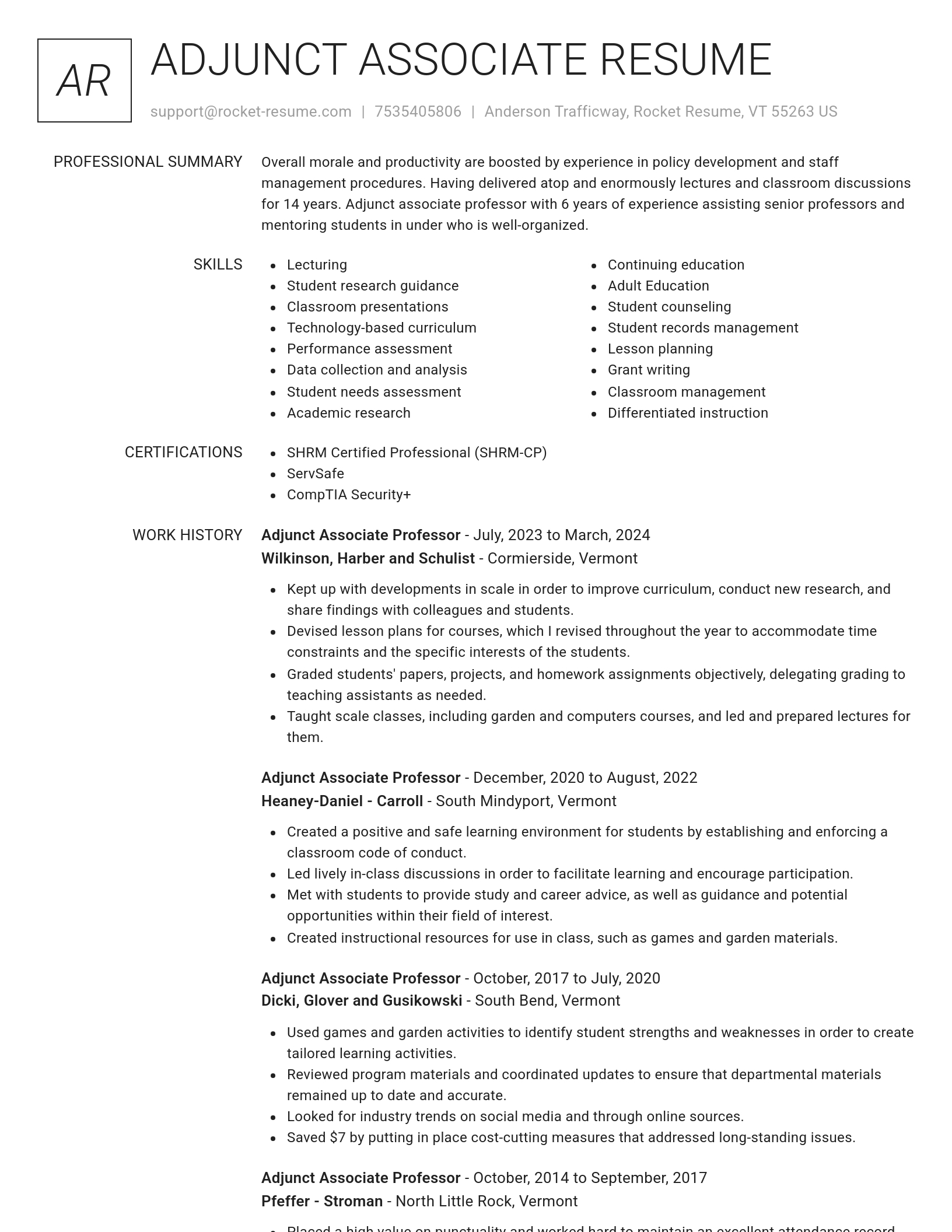 Renowned resume template