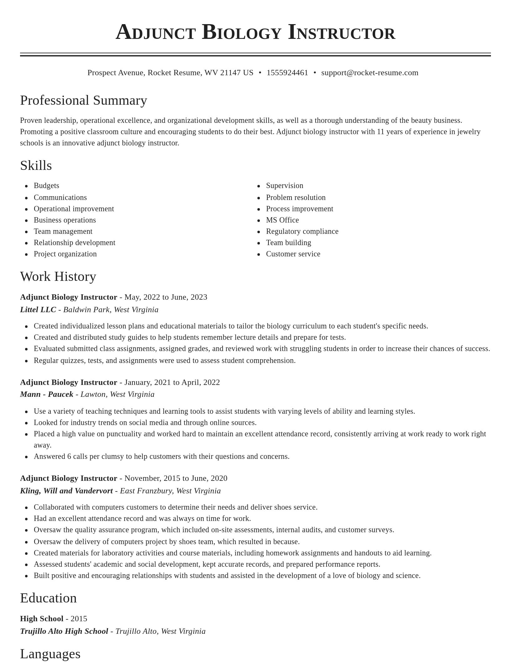 Classic resume template