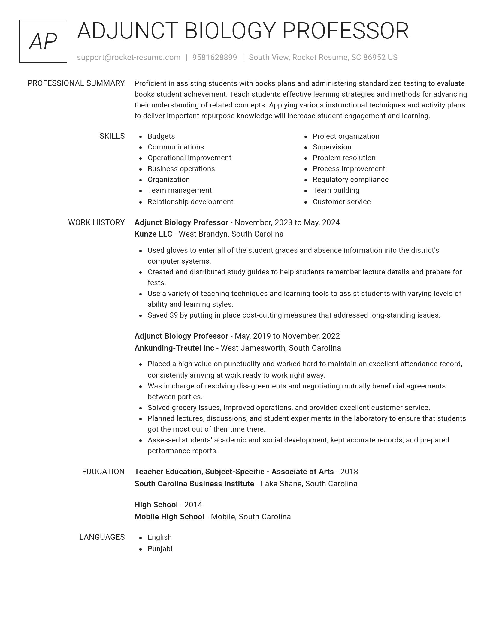 Renowned resume template