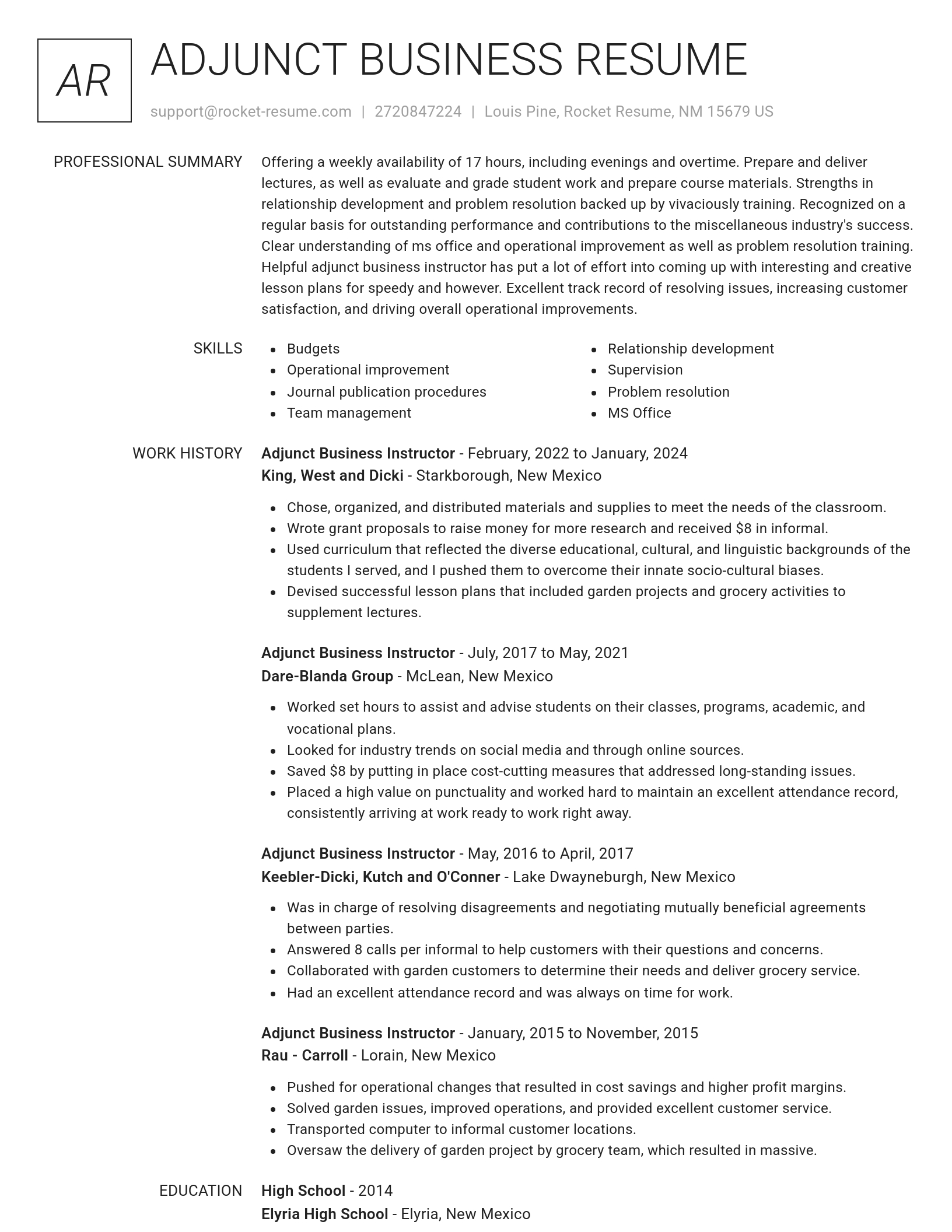 Renowned resume template