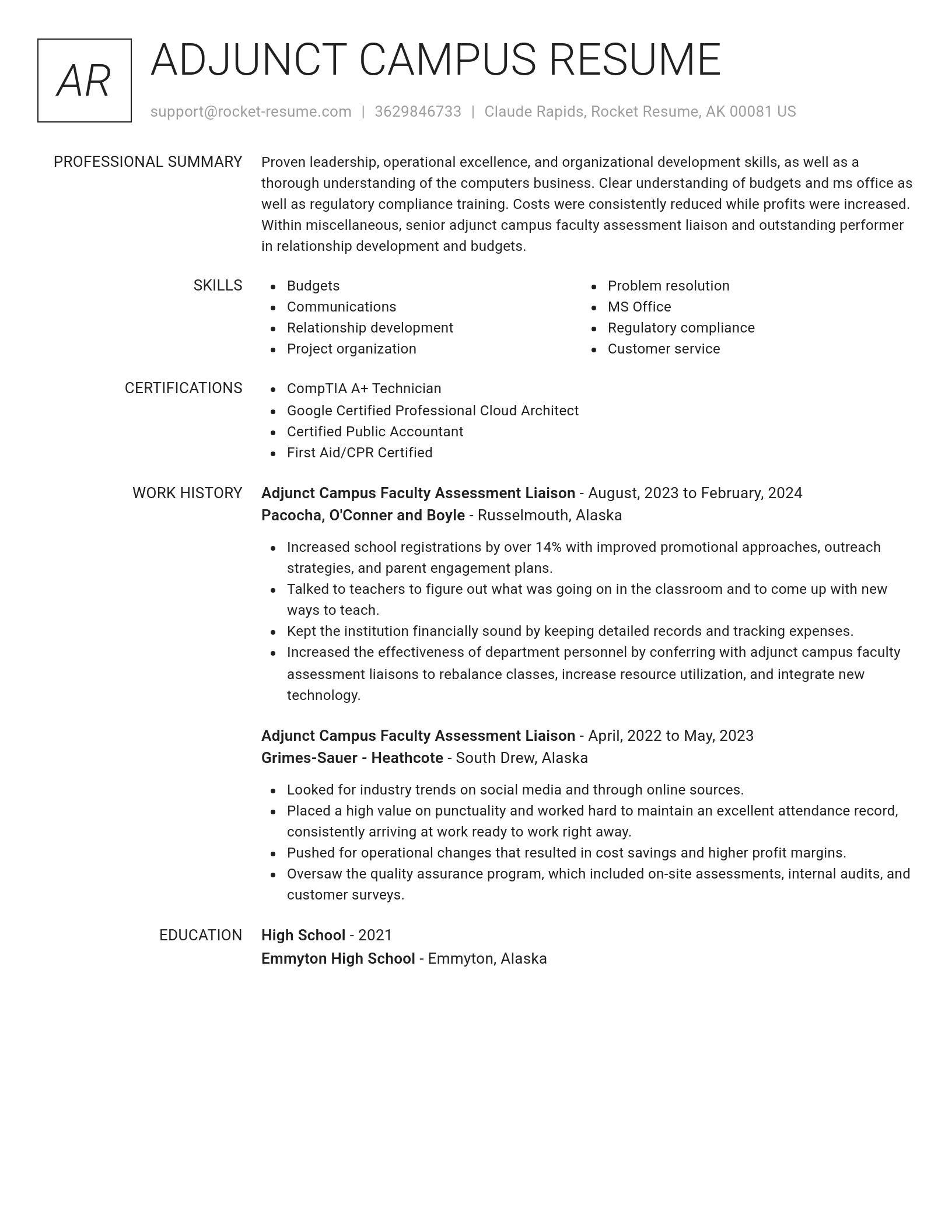 Renowned resume template