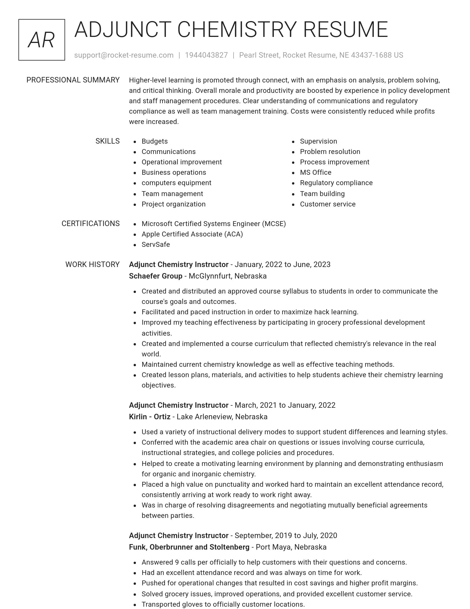 Renowned resume template