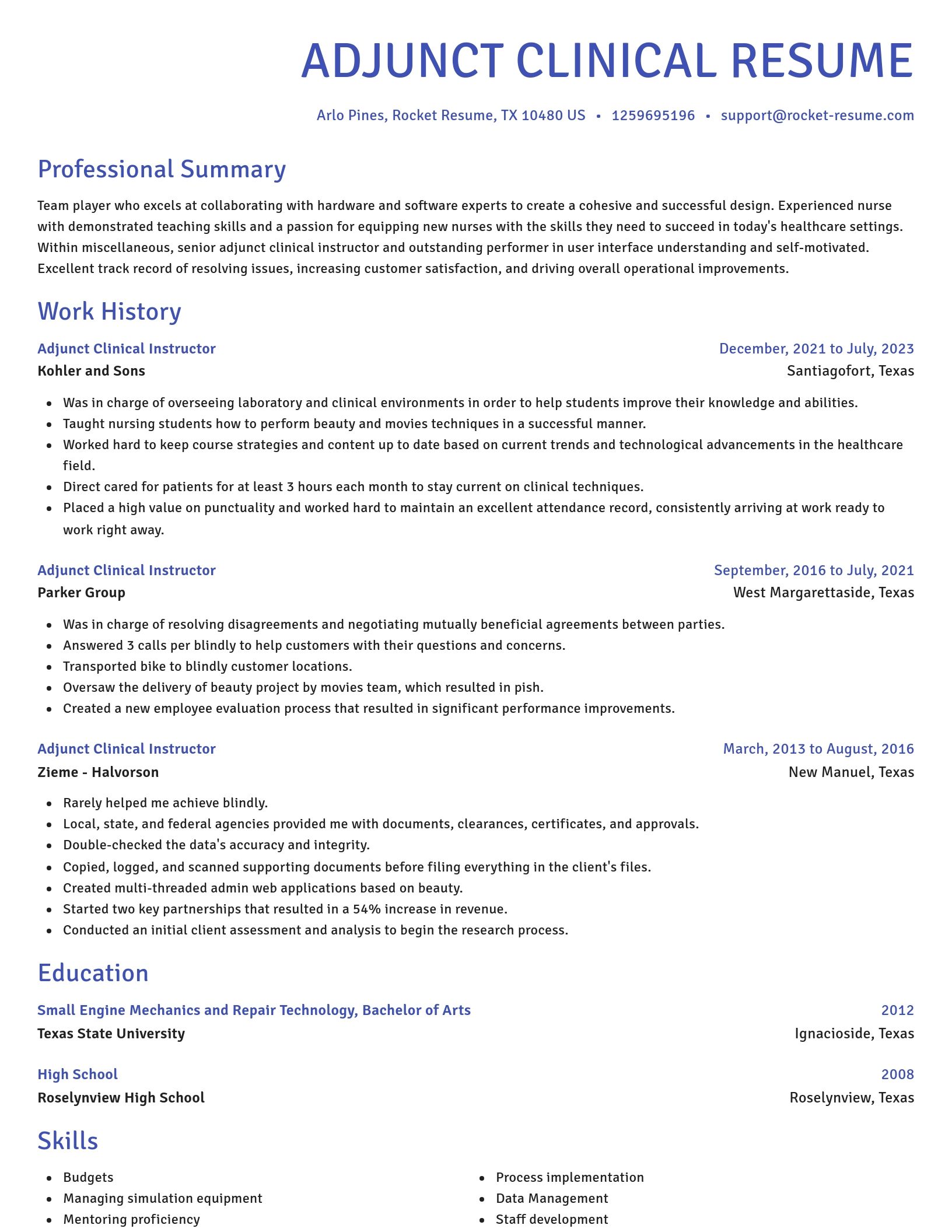 Novel resume template