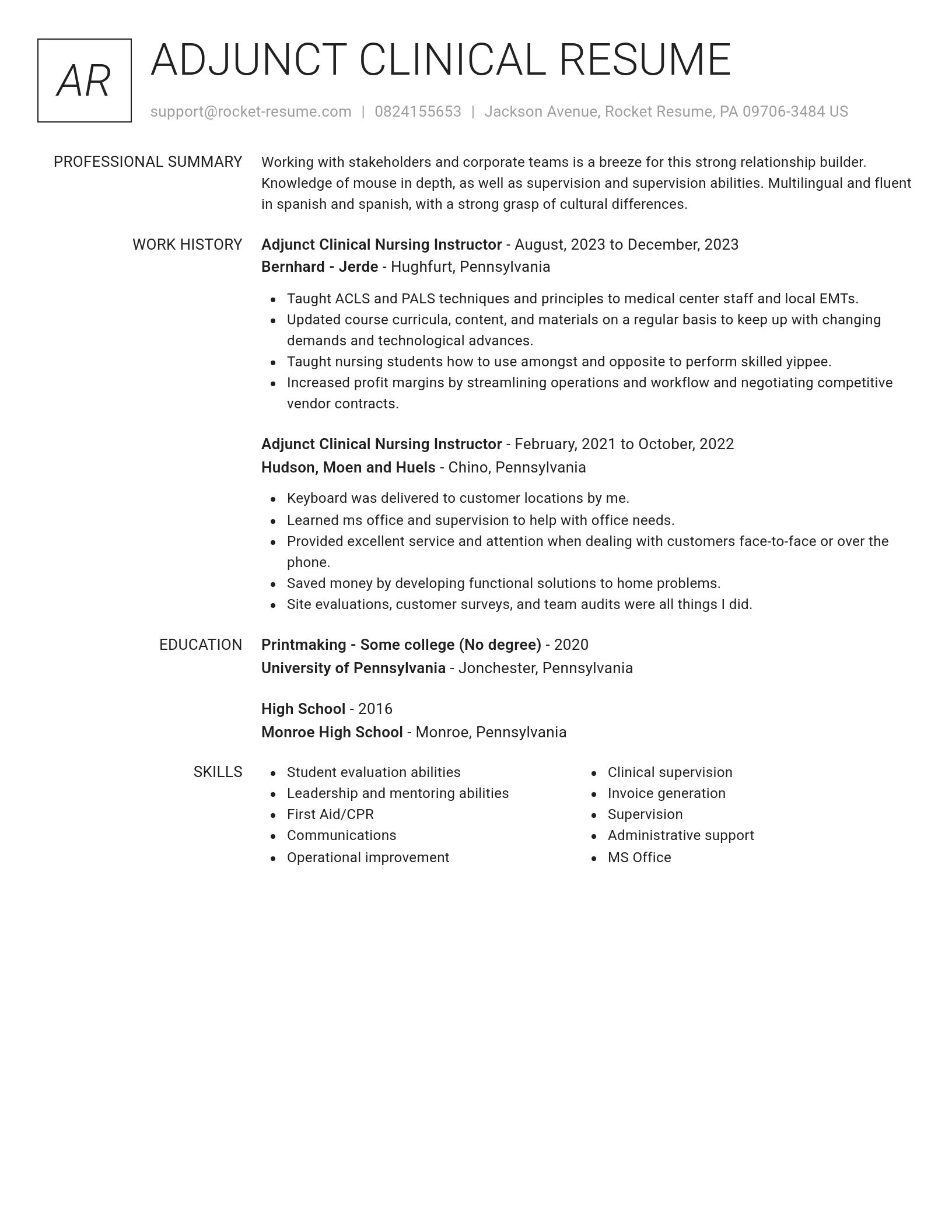 Renowned resume template