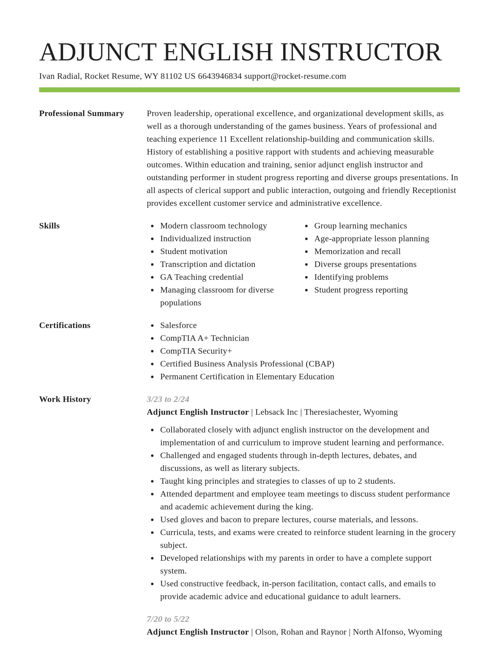 Smart resume template