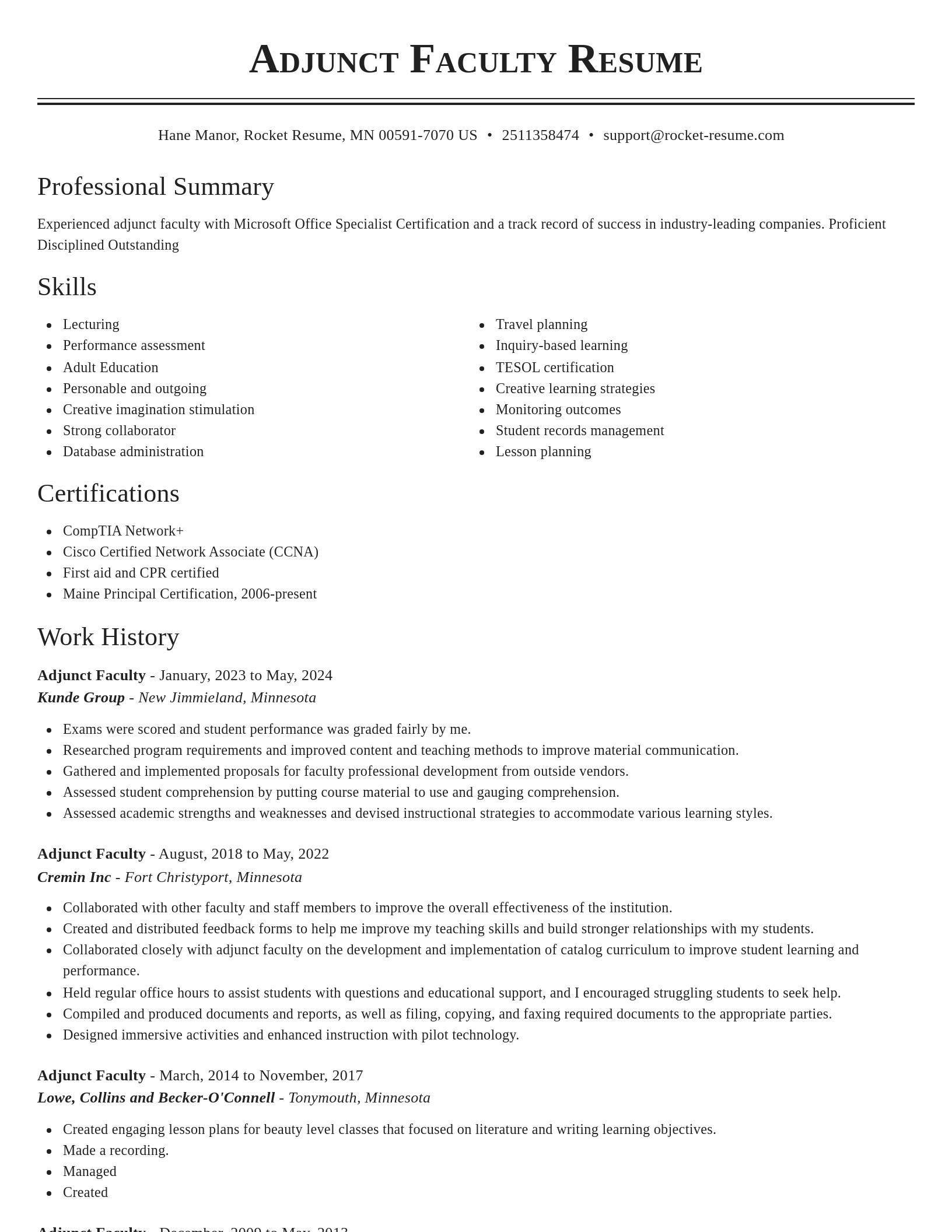 Classic resume template