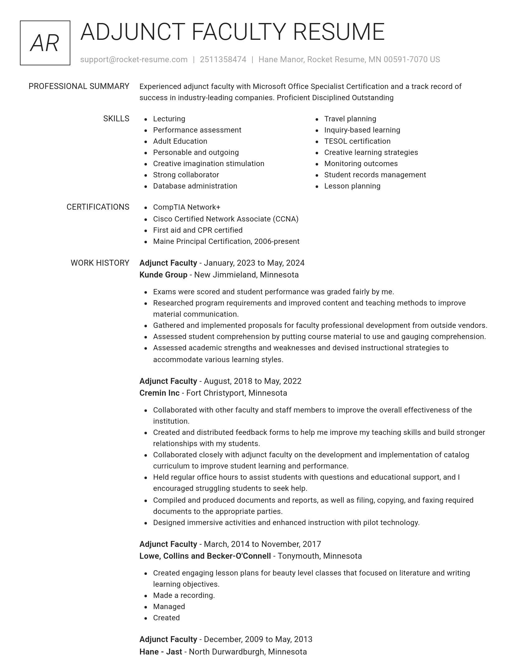 Renowned resume template