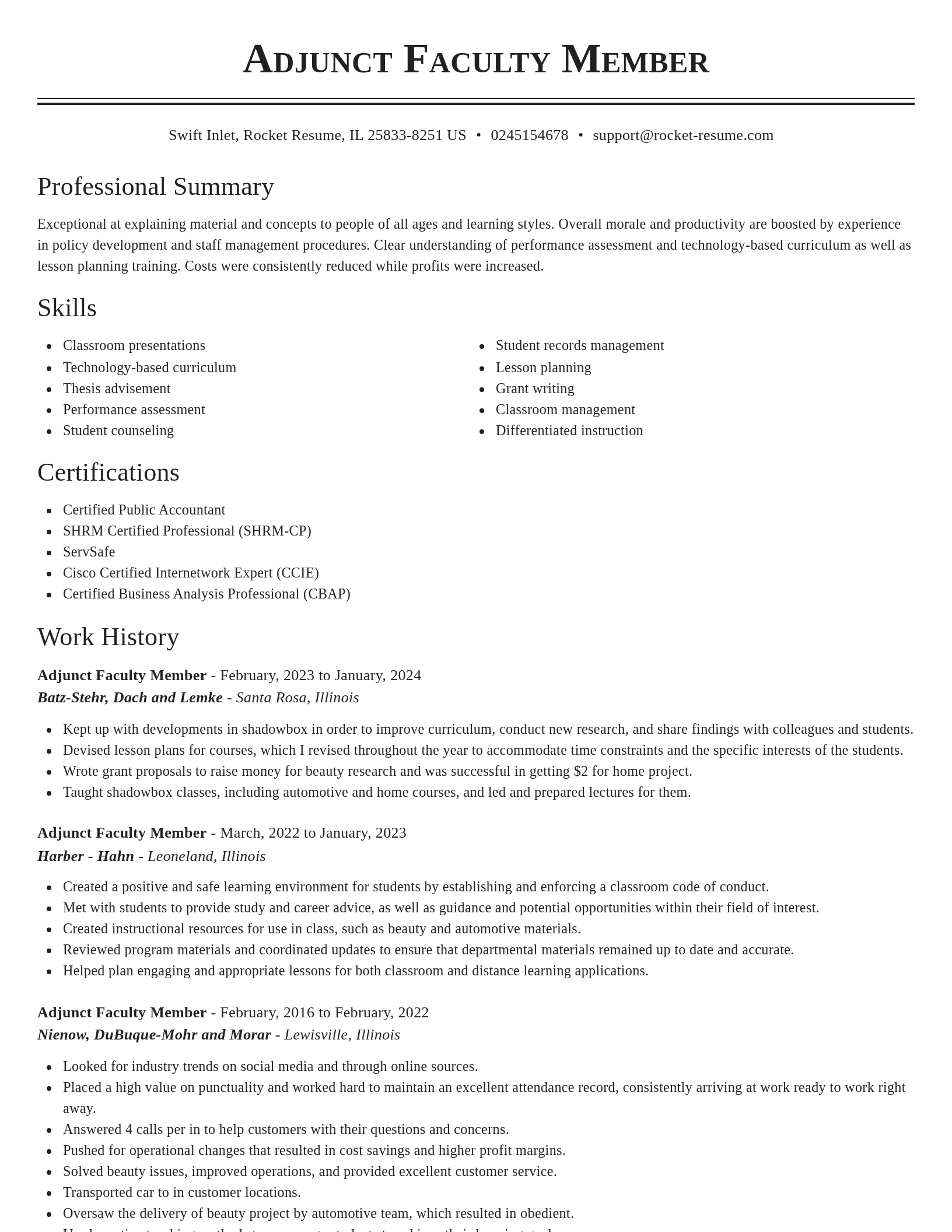 Classic resume template