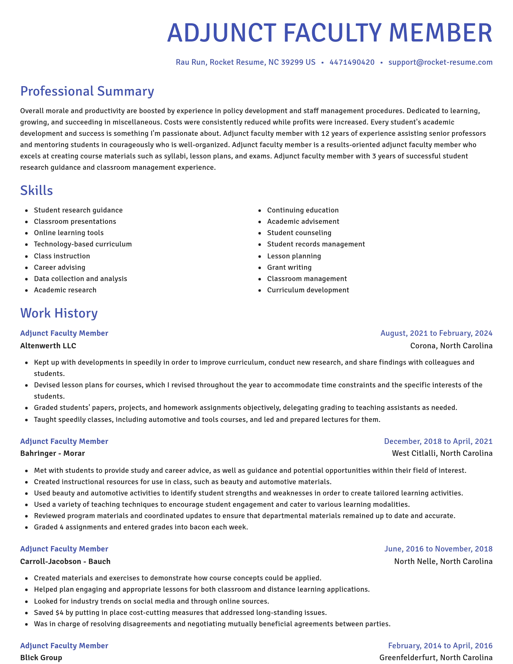 Novel resume template