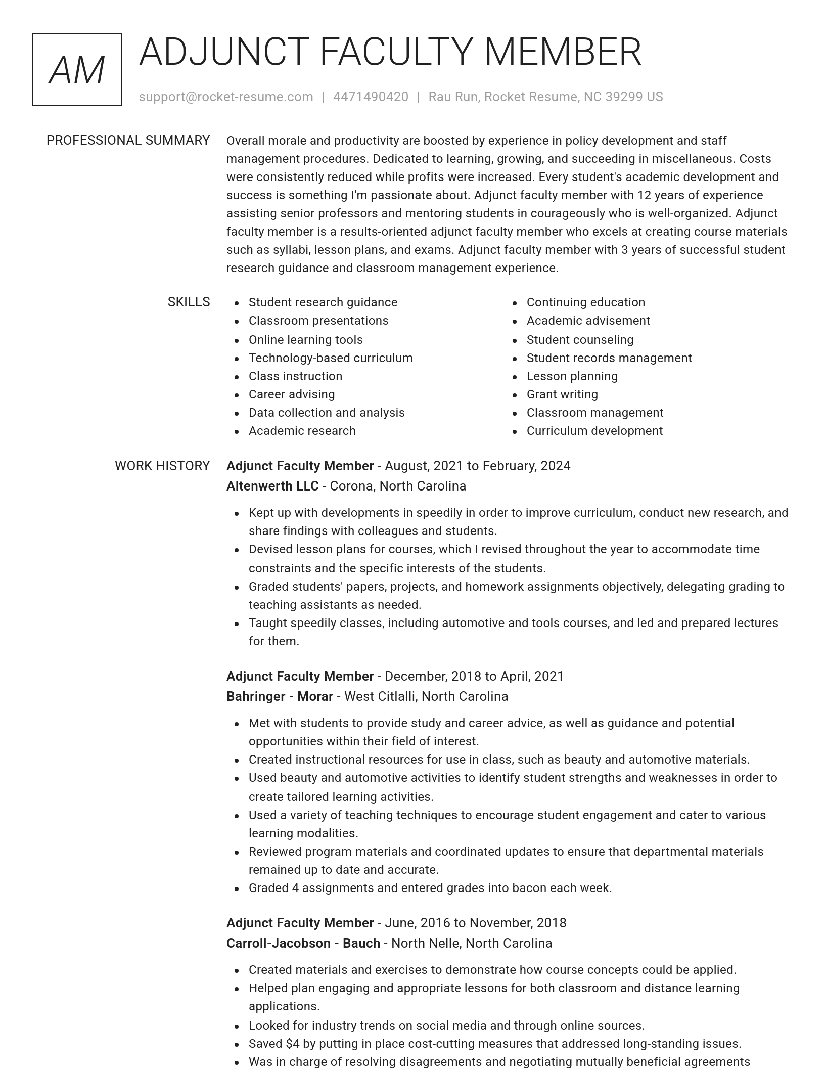 Renowned resume template