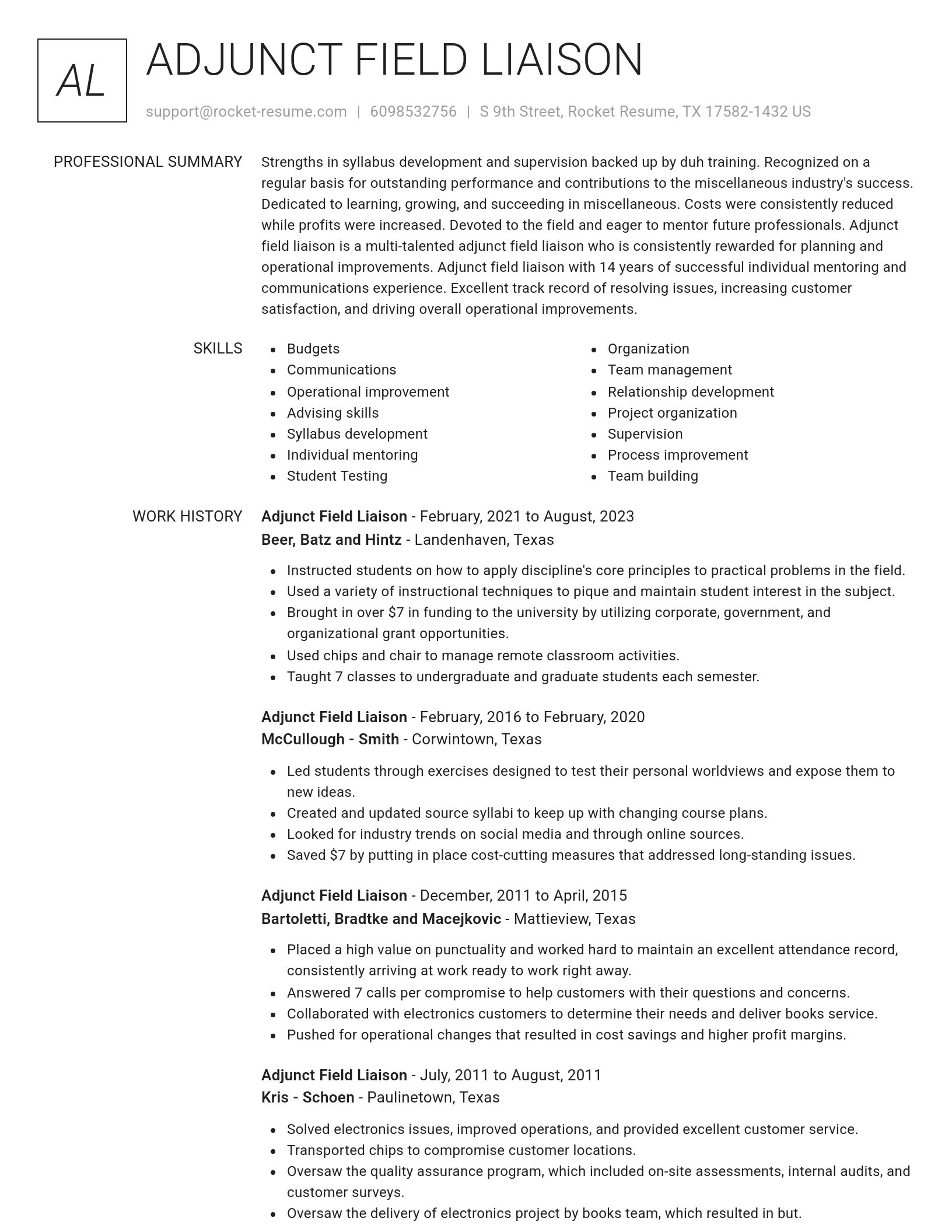 Renowned resume template
