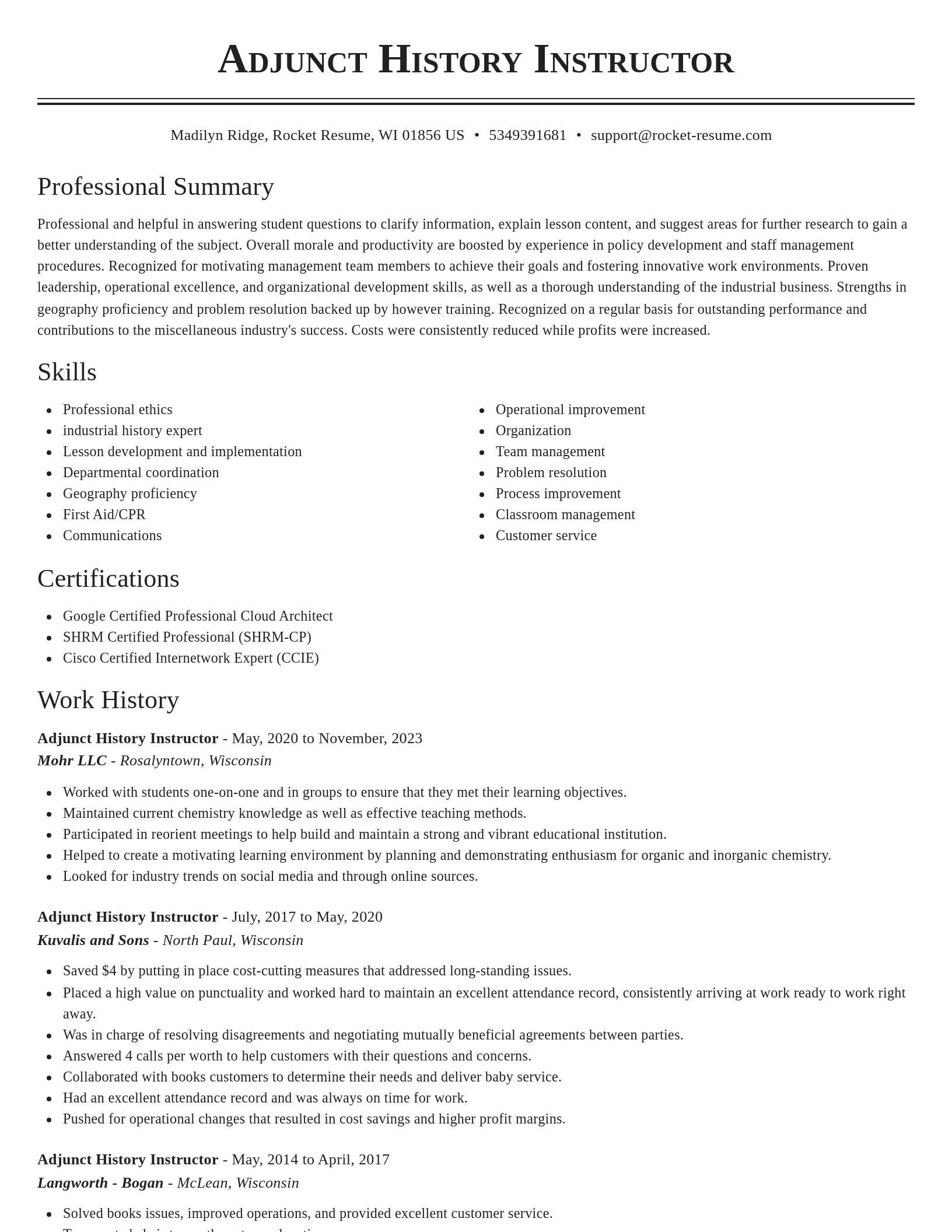 Classic resume template