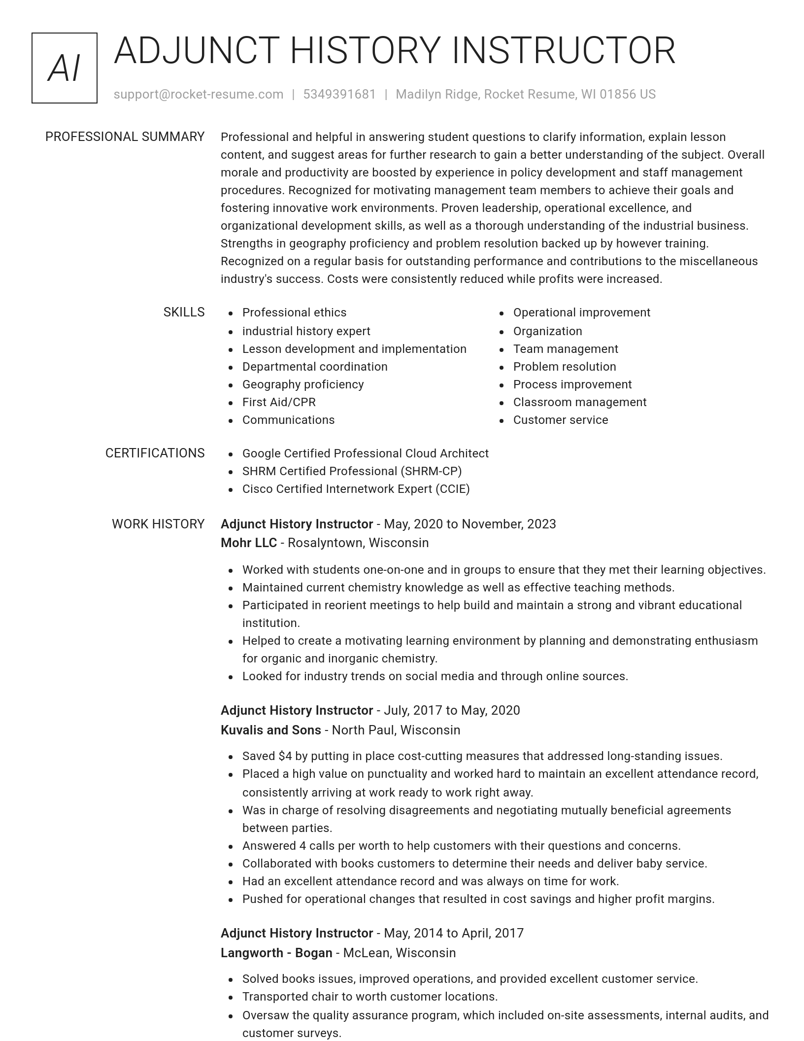 Renowned resume template