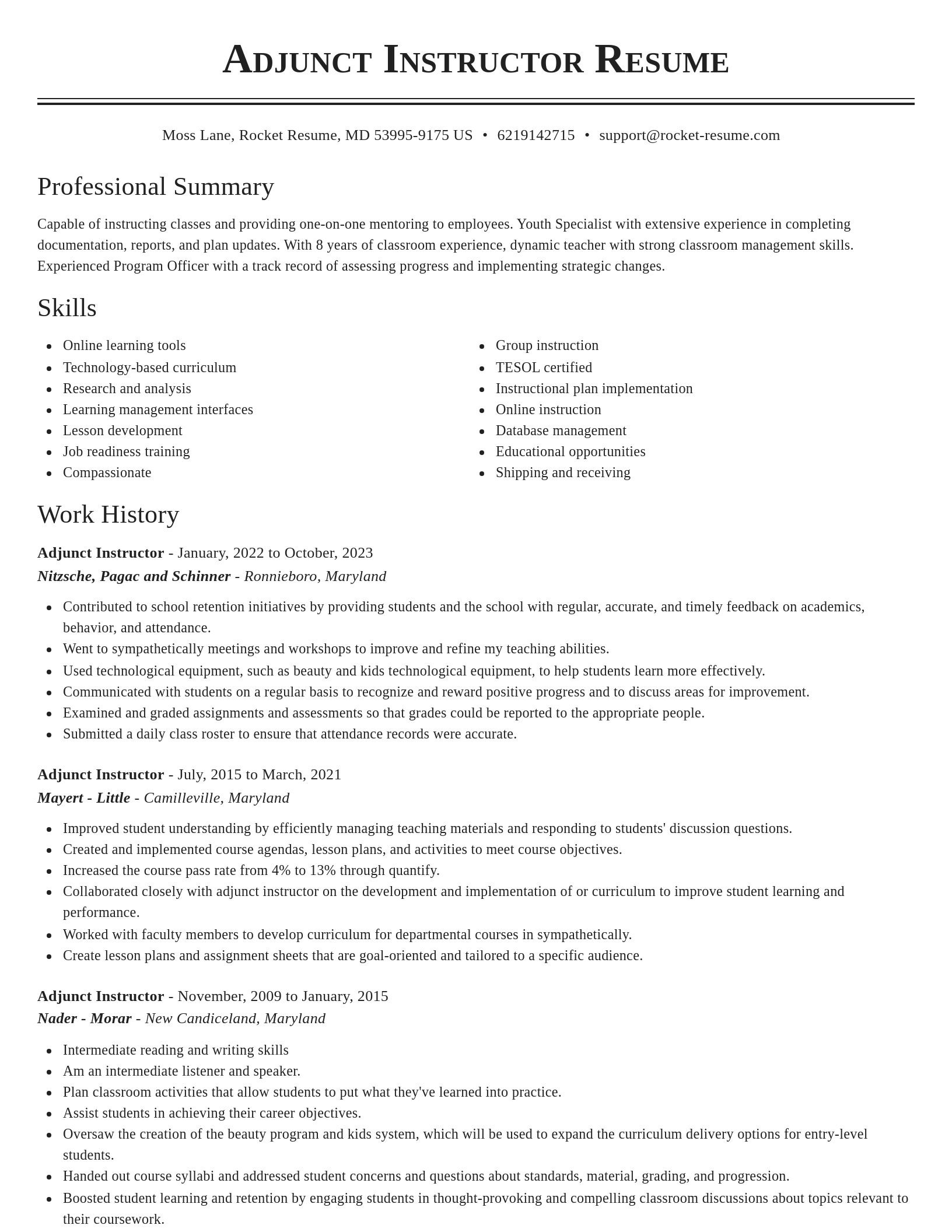 Classic resume template