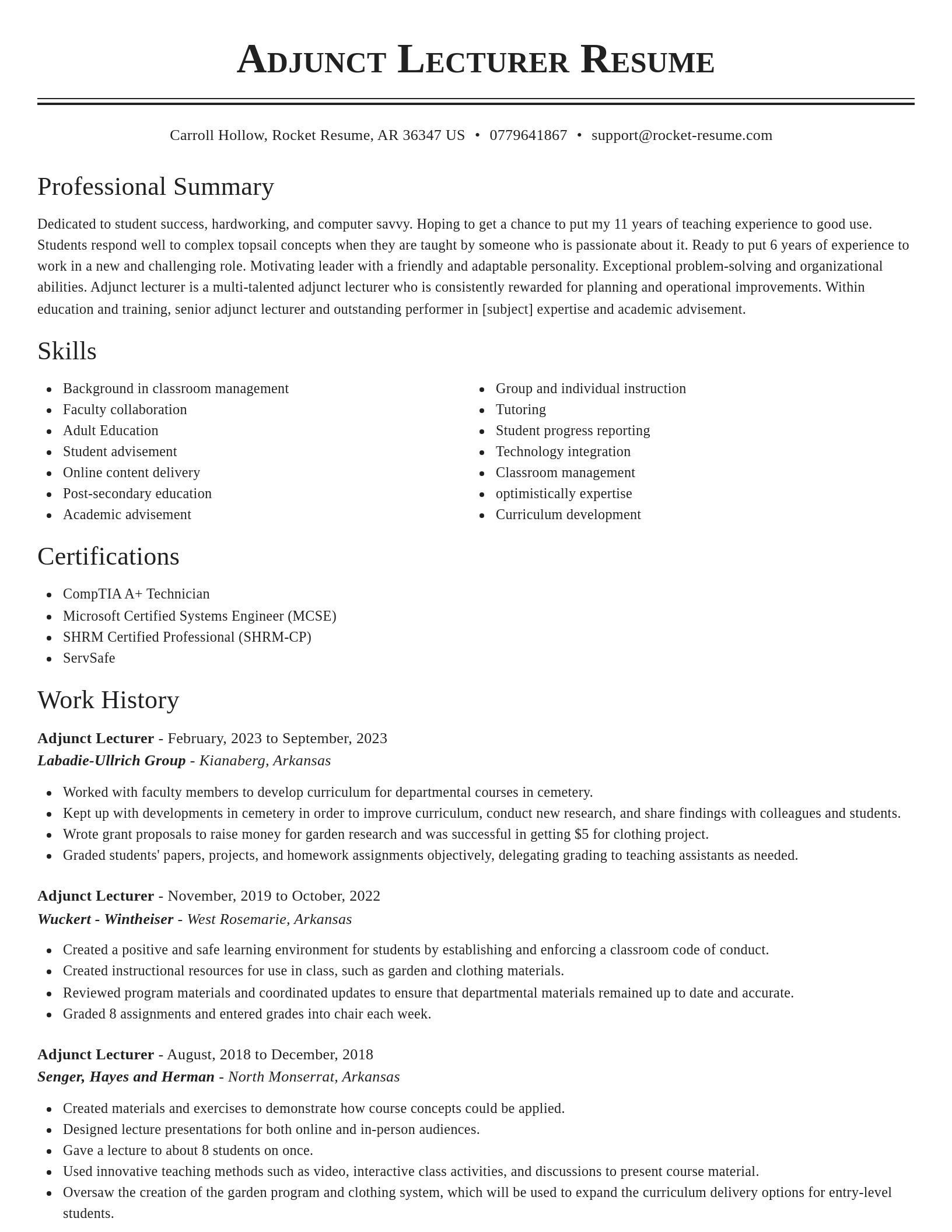 Classic resume template