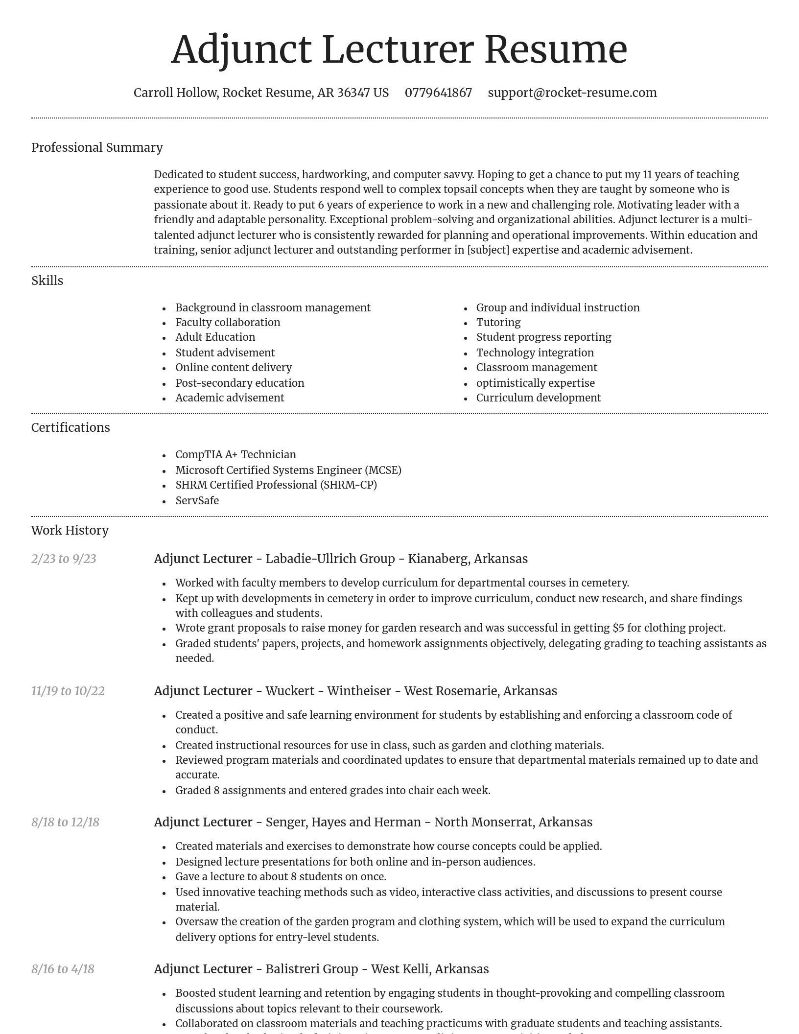 Dignified resume template