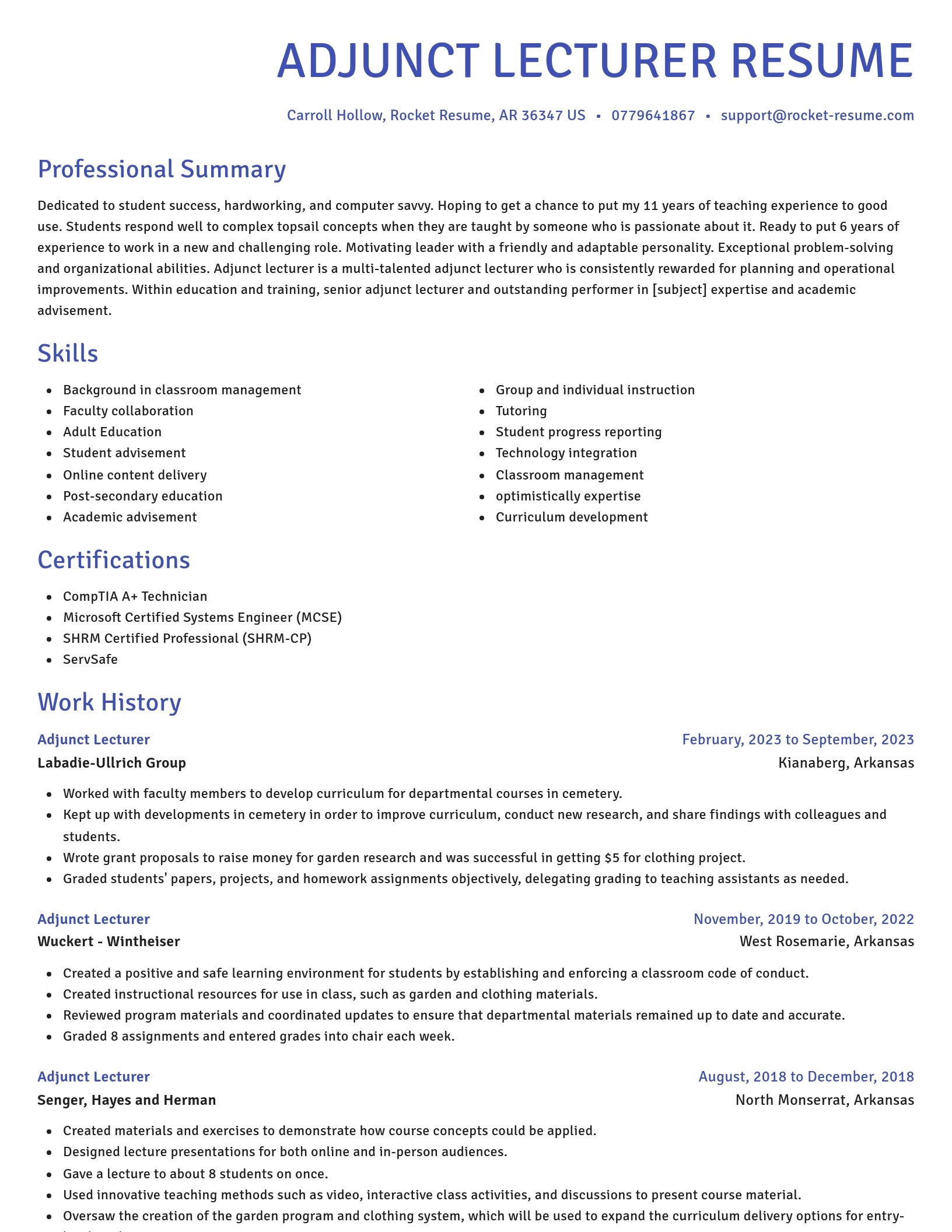 Novel resume template