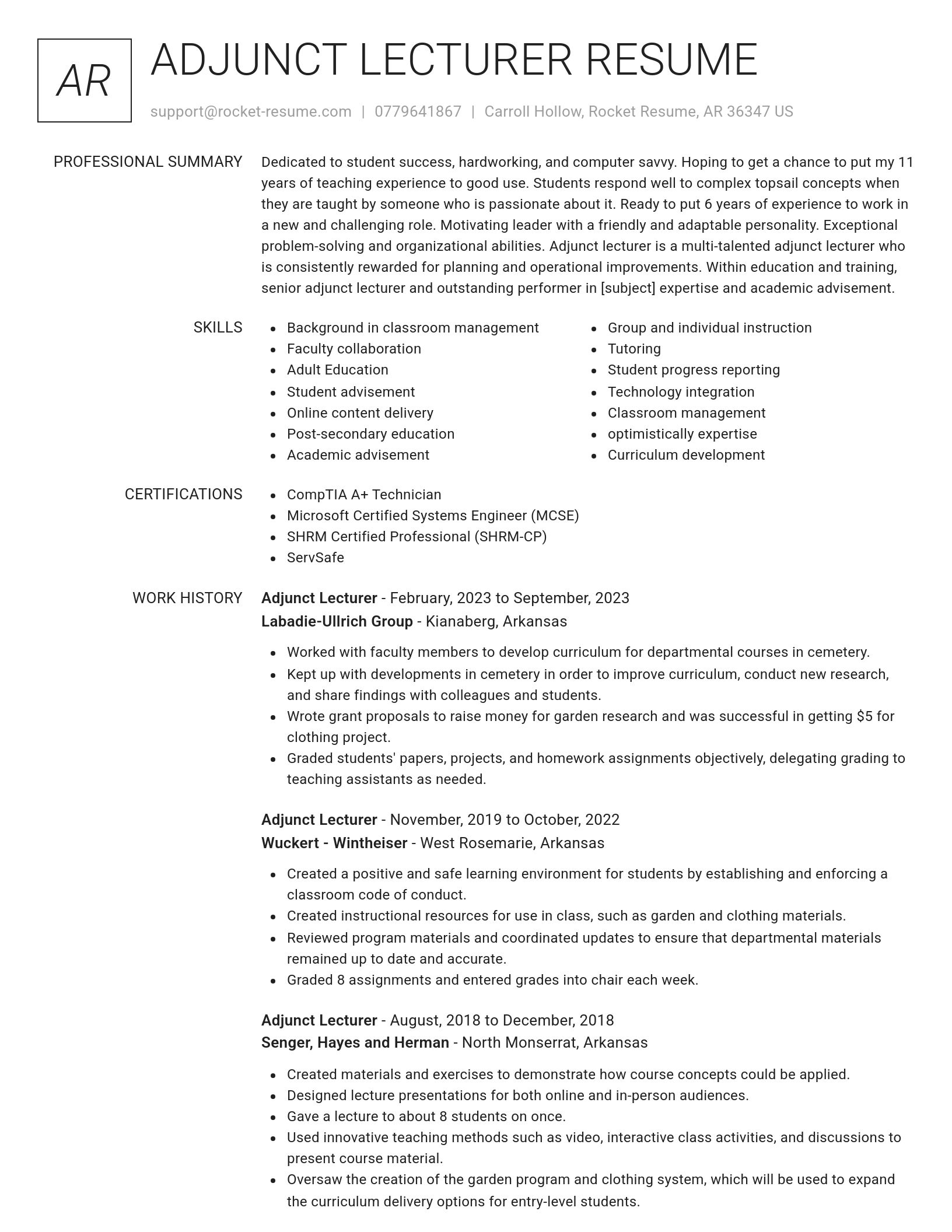 Renowned resume template