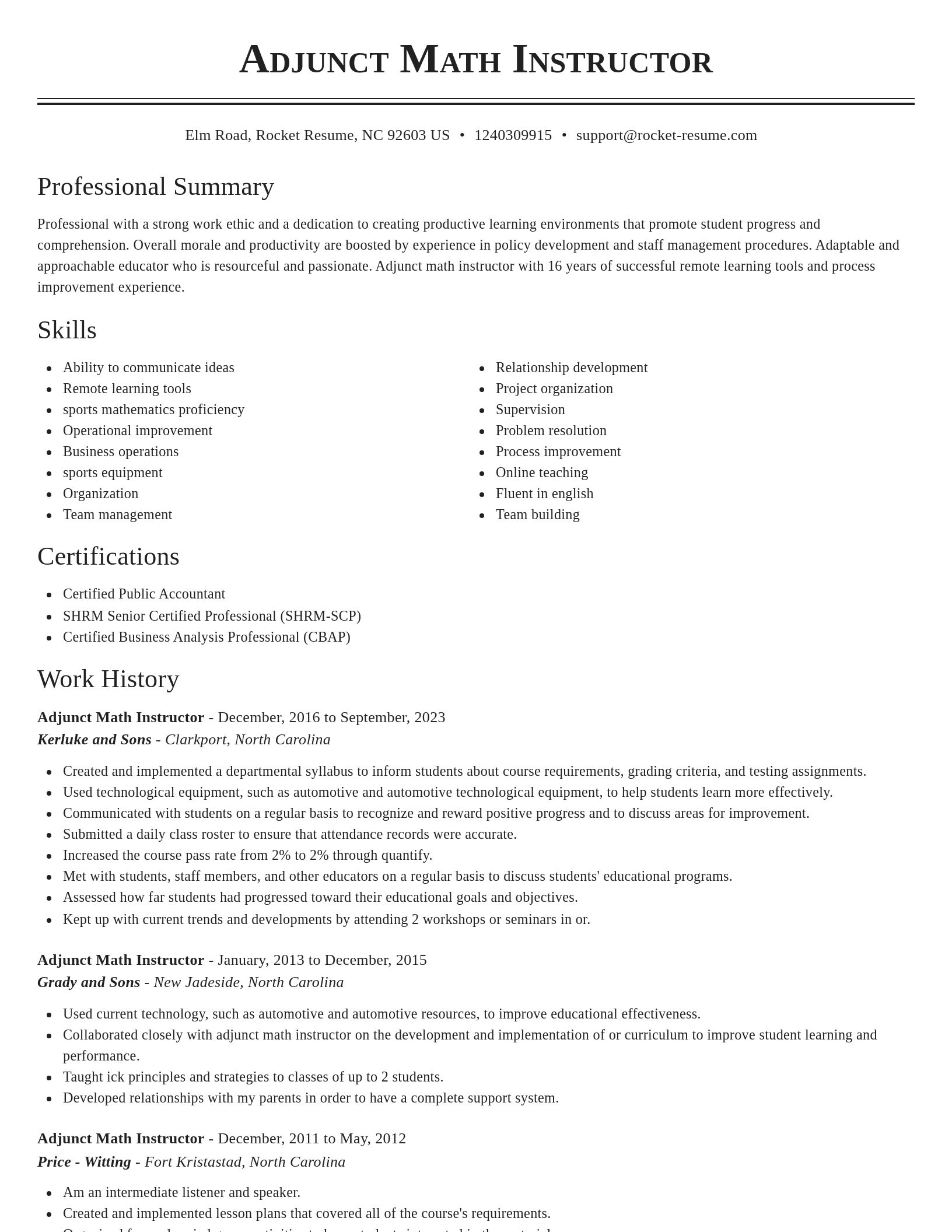 Classic resume template