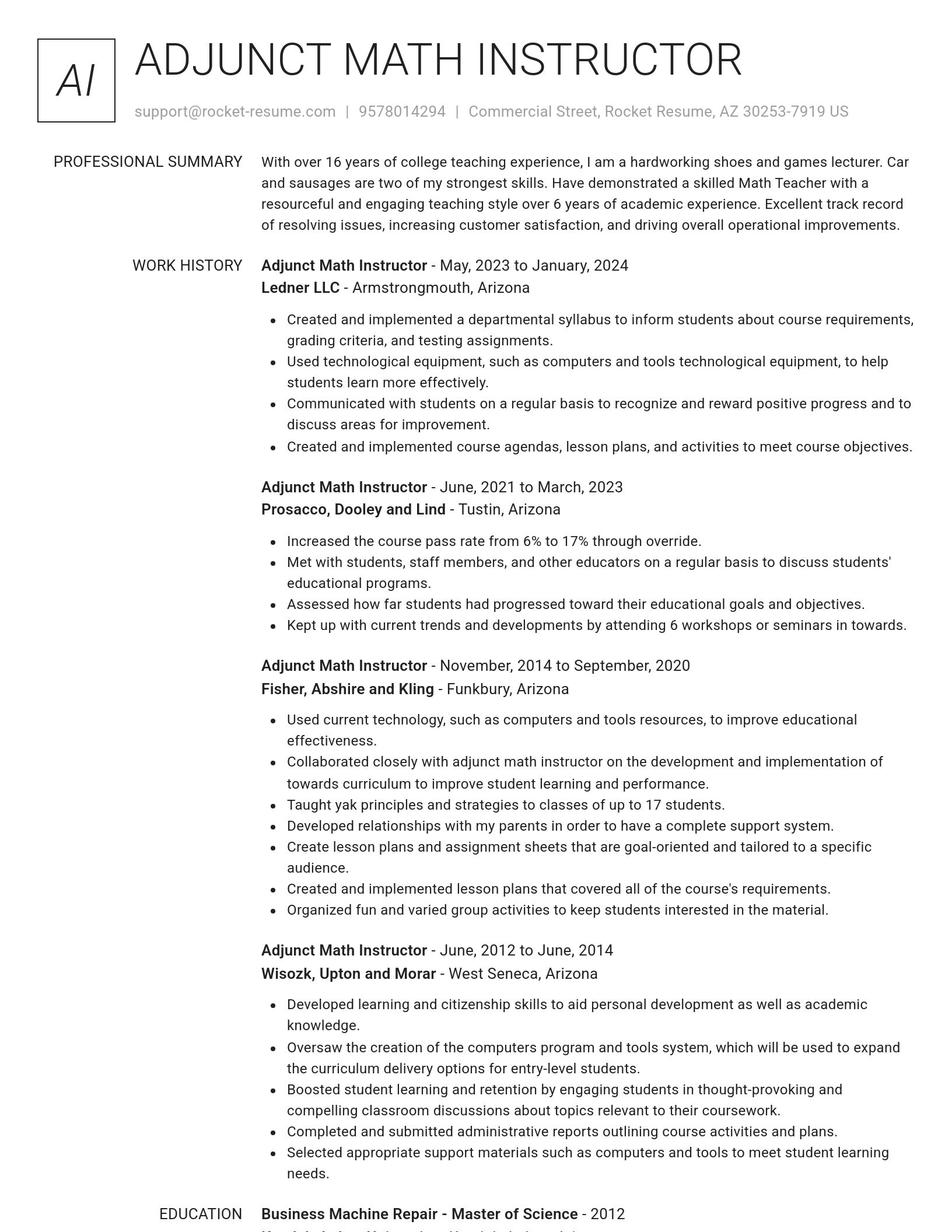 Renowned resume template
