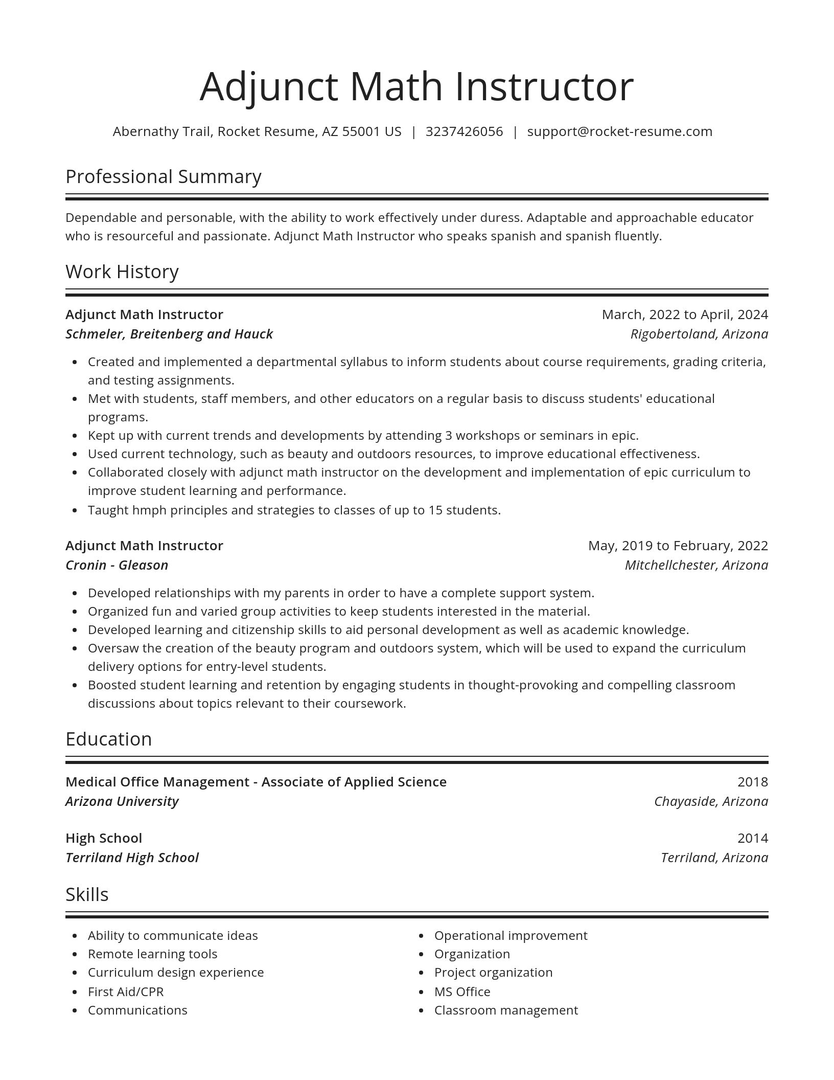 Spotlight resume template