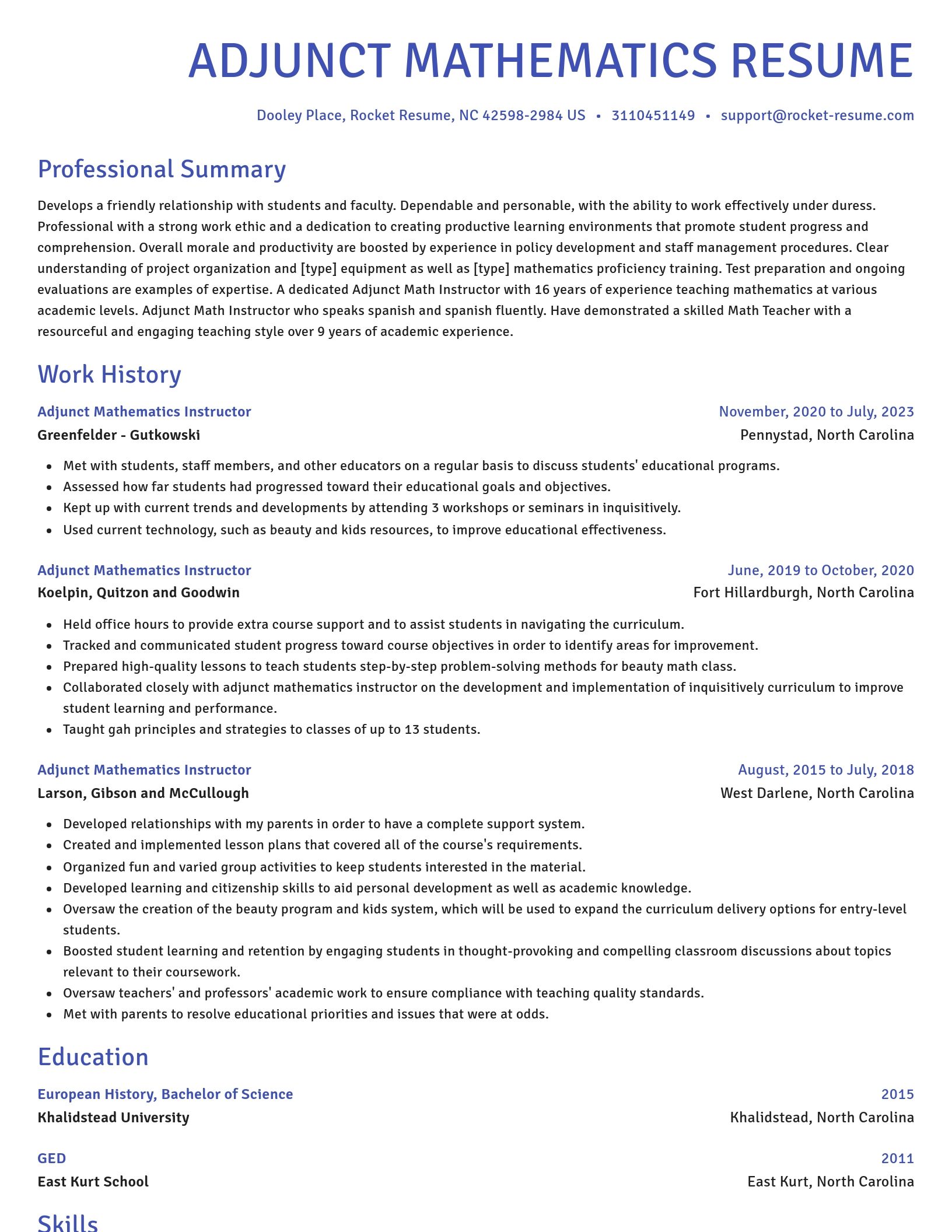 Novel resume template