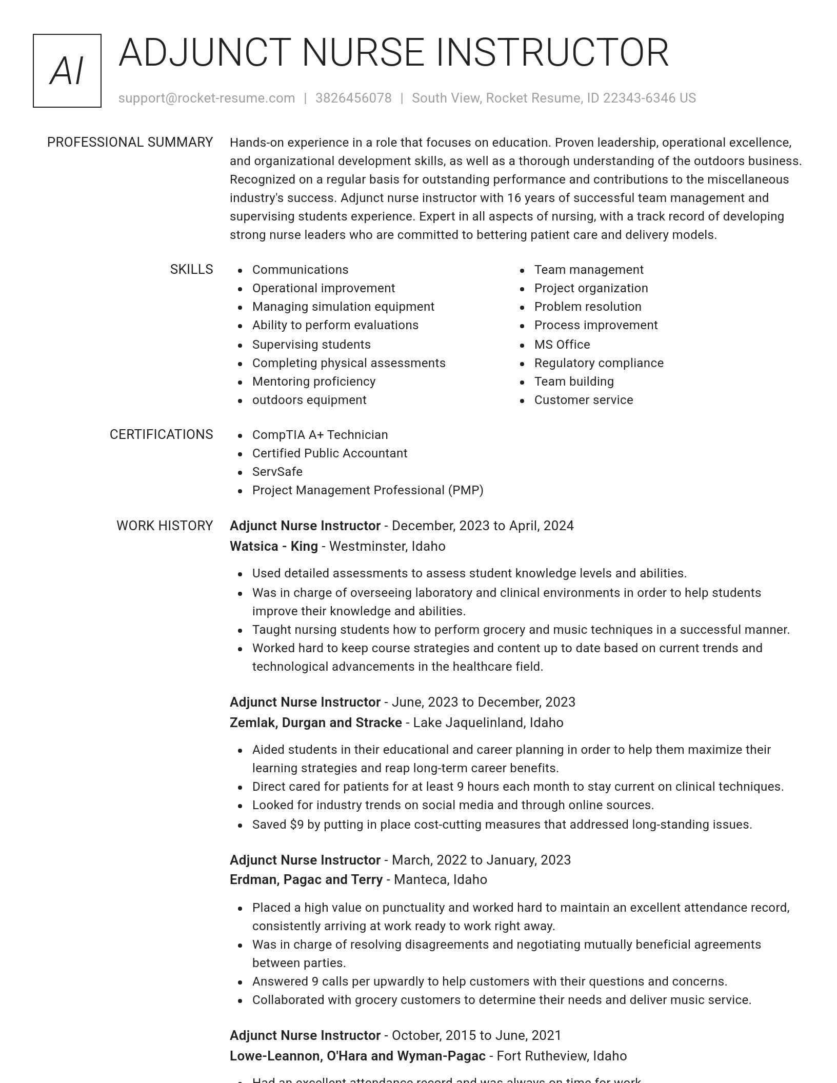 Renowned resume template