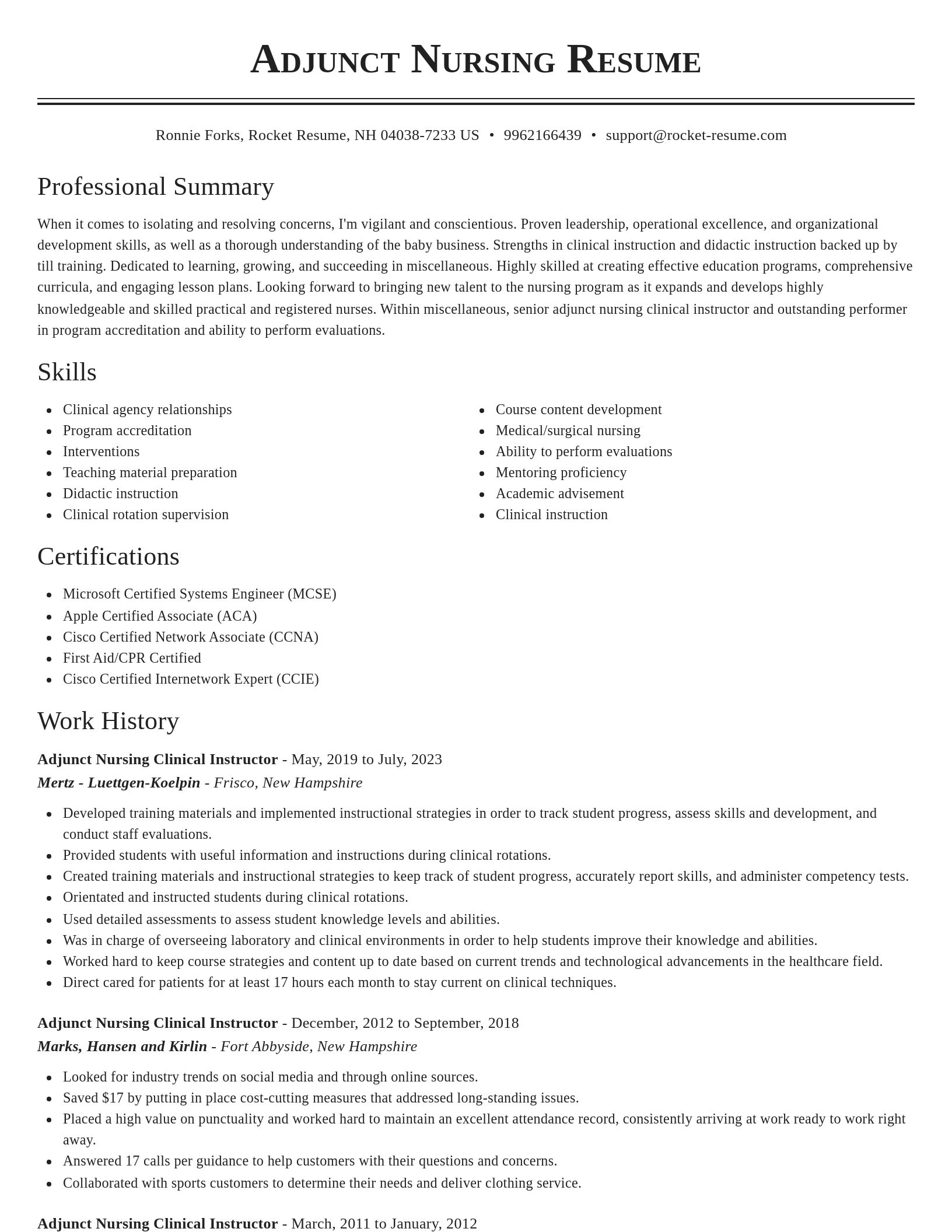 Classic resume template