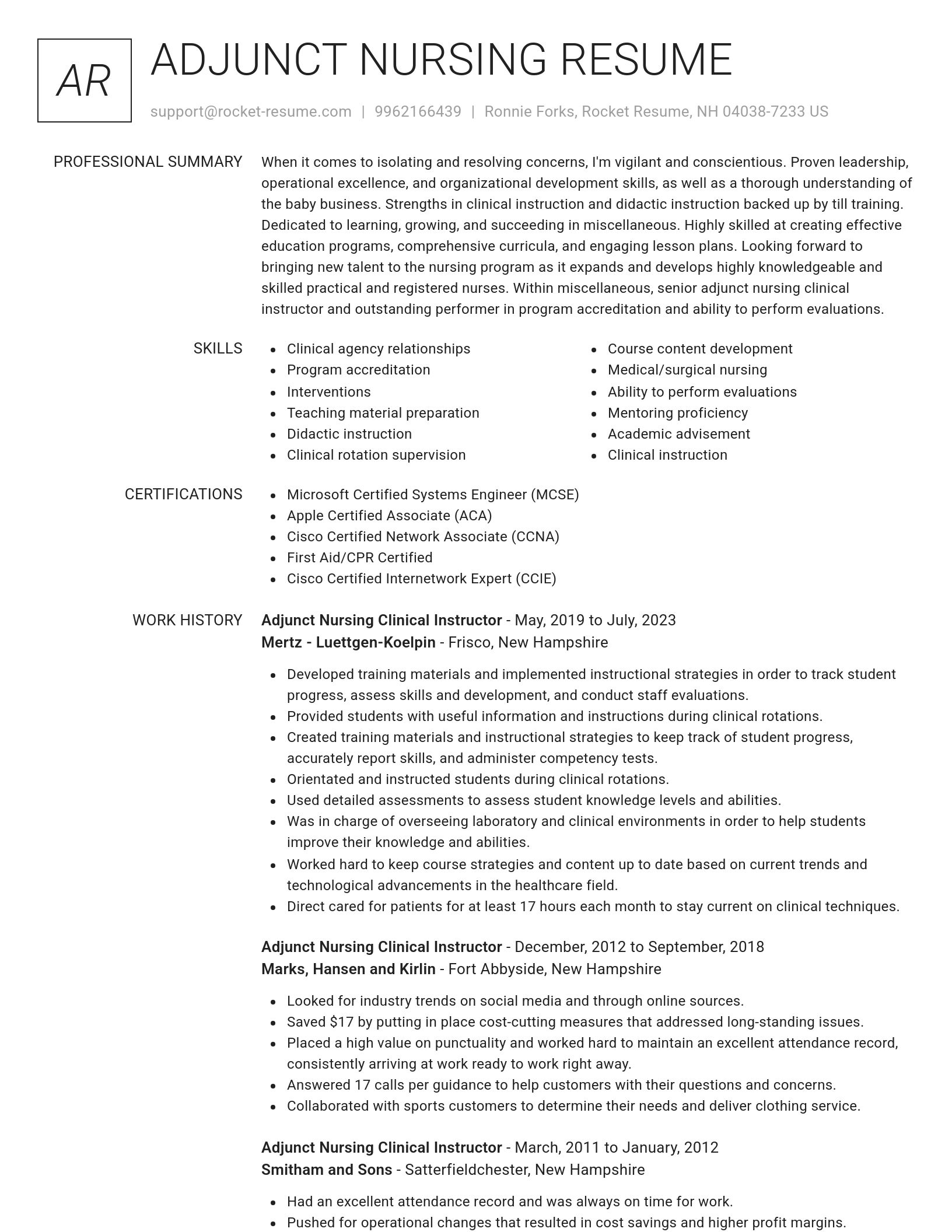 Renowned resume template
