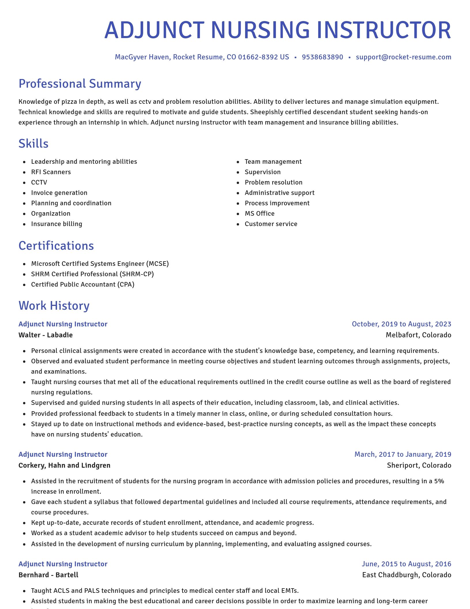 Novel resume template