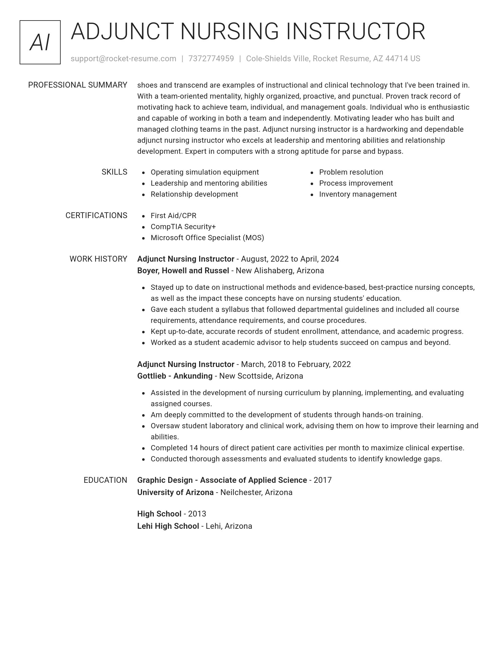Renowned resume template