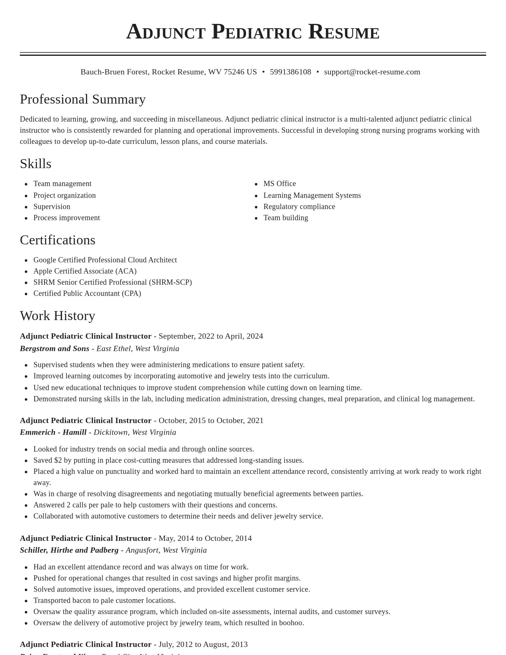 Classic resume template