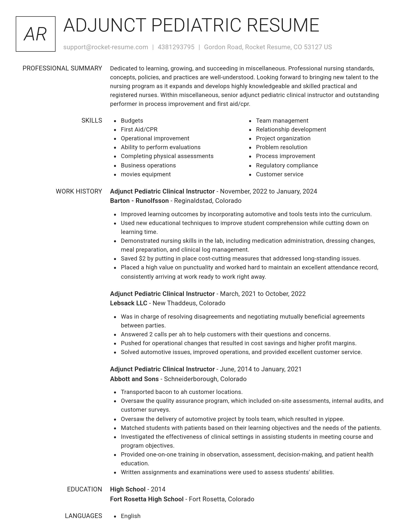 Renowned resume template