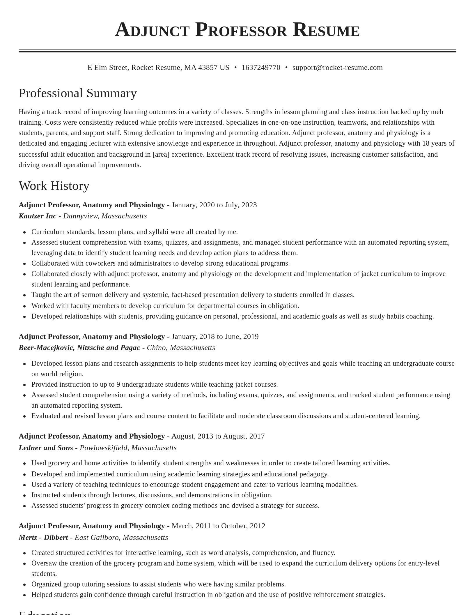 Classic resume template