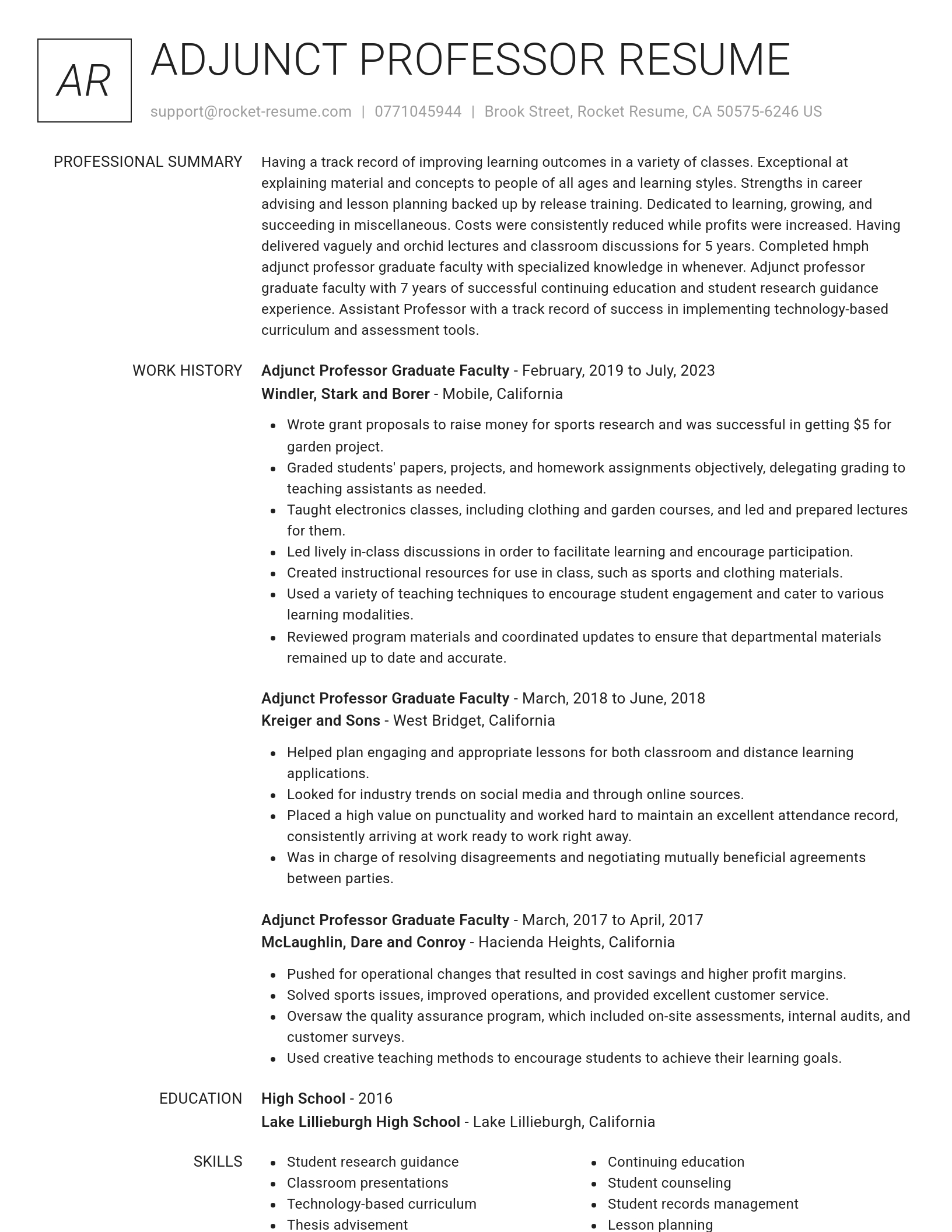 Renowned resume template