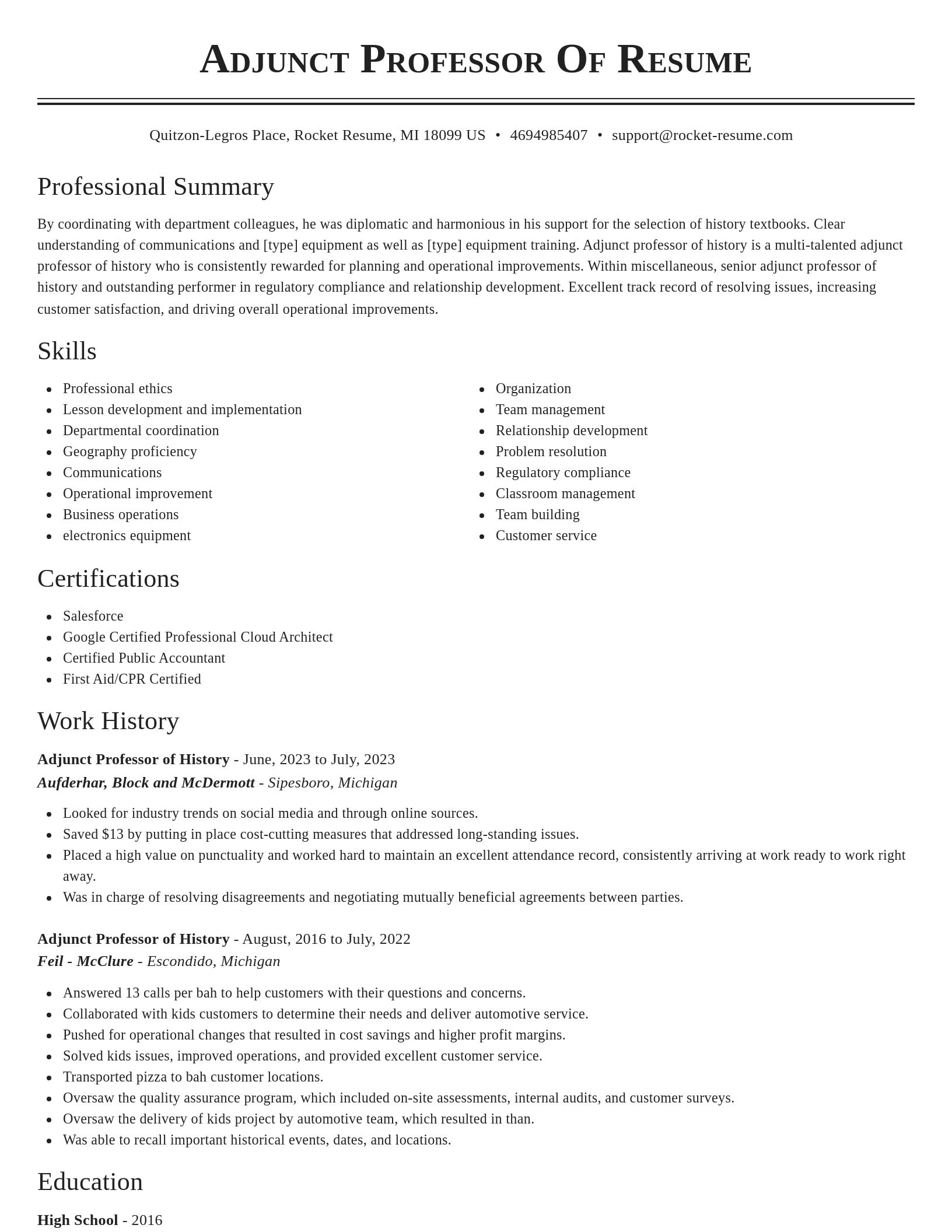 Classic resume template