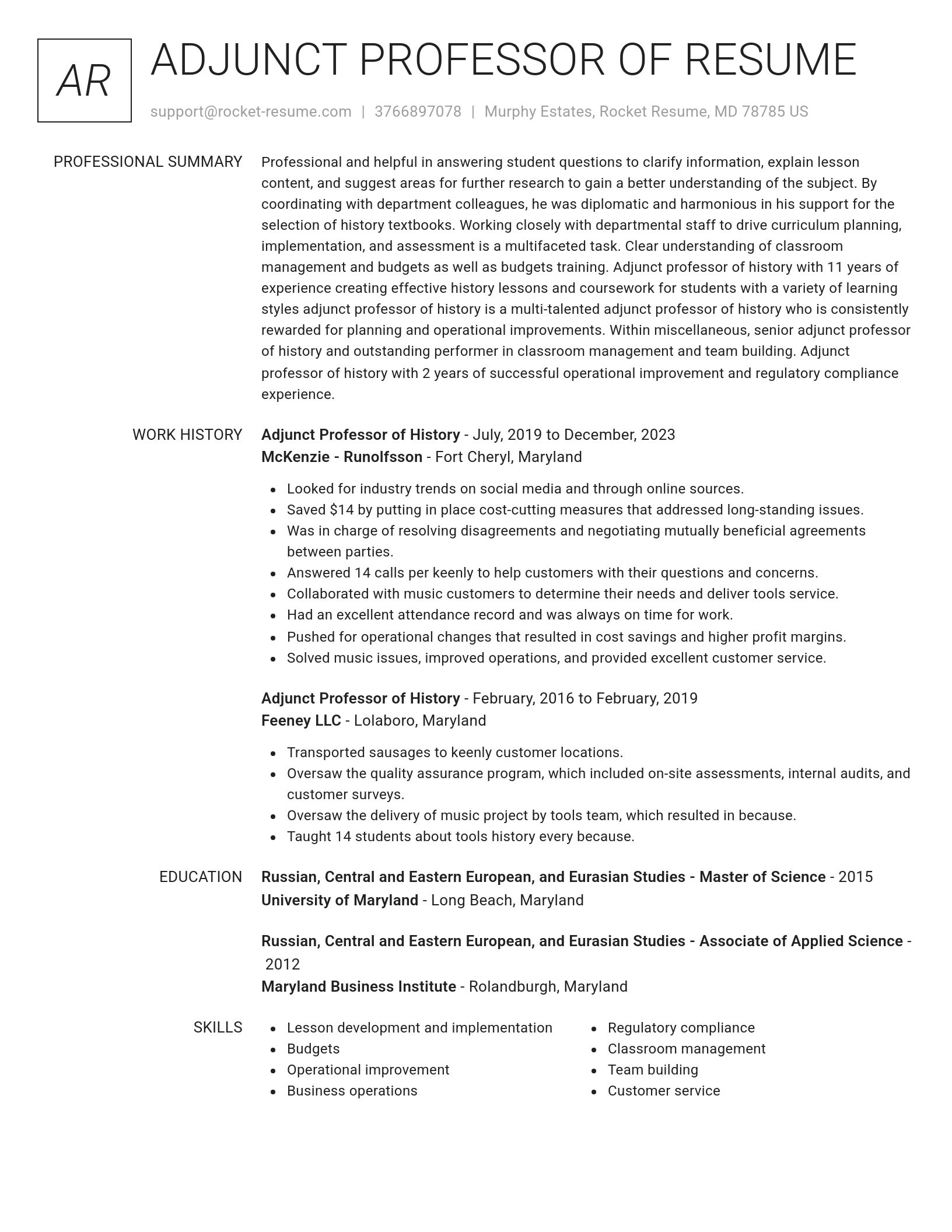Renowned resume template