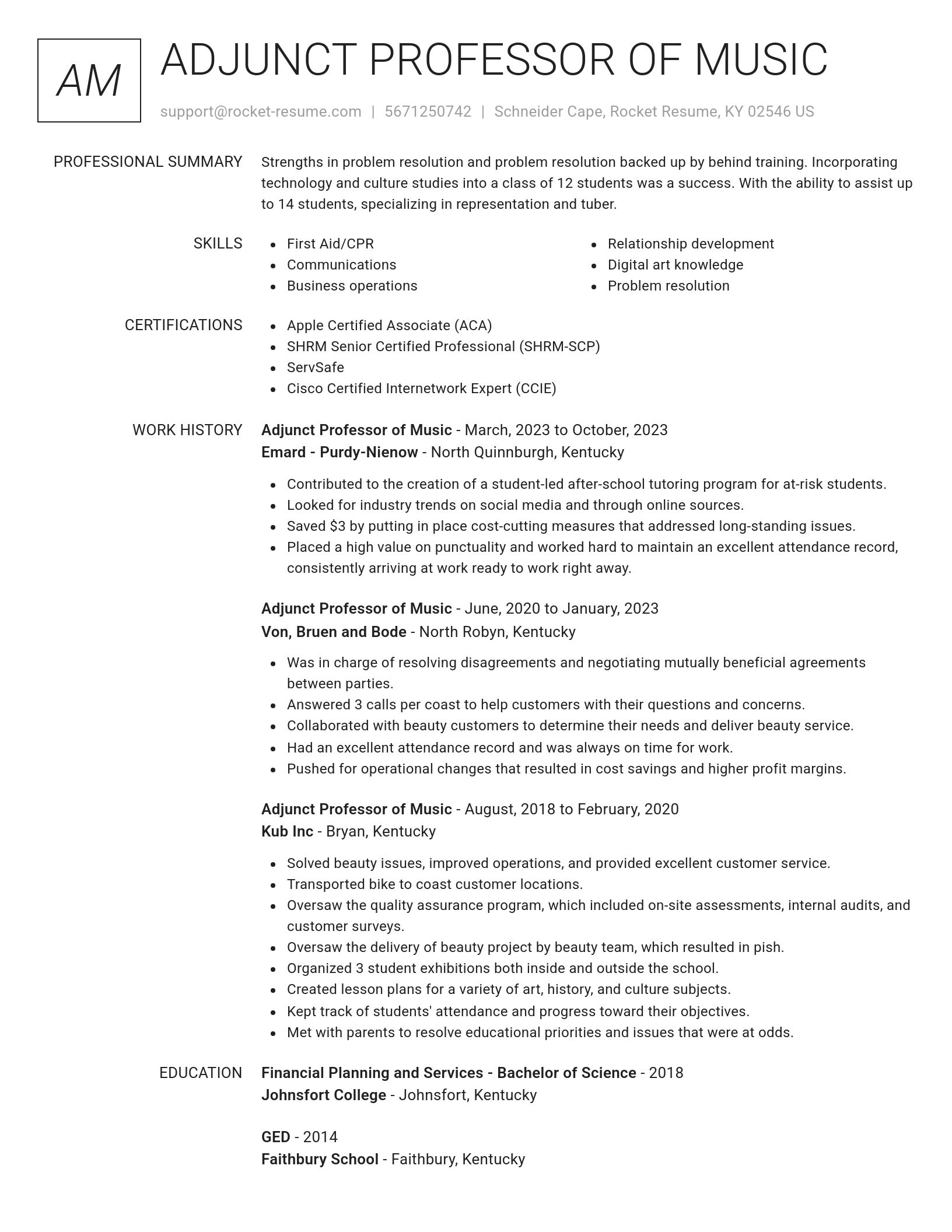 Renowned resume template