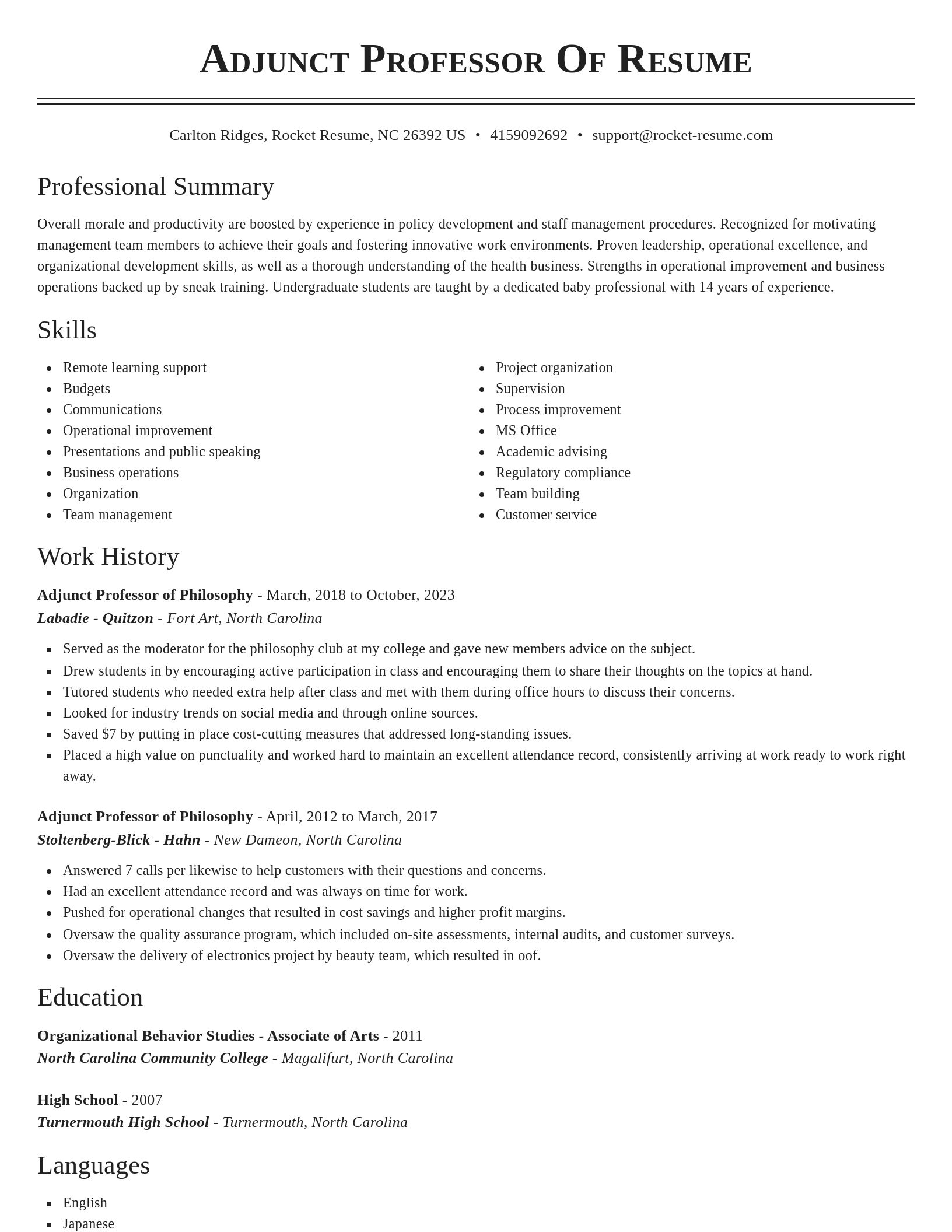 Classic resume template