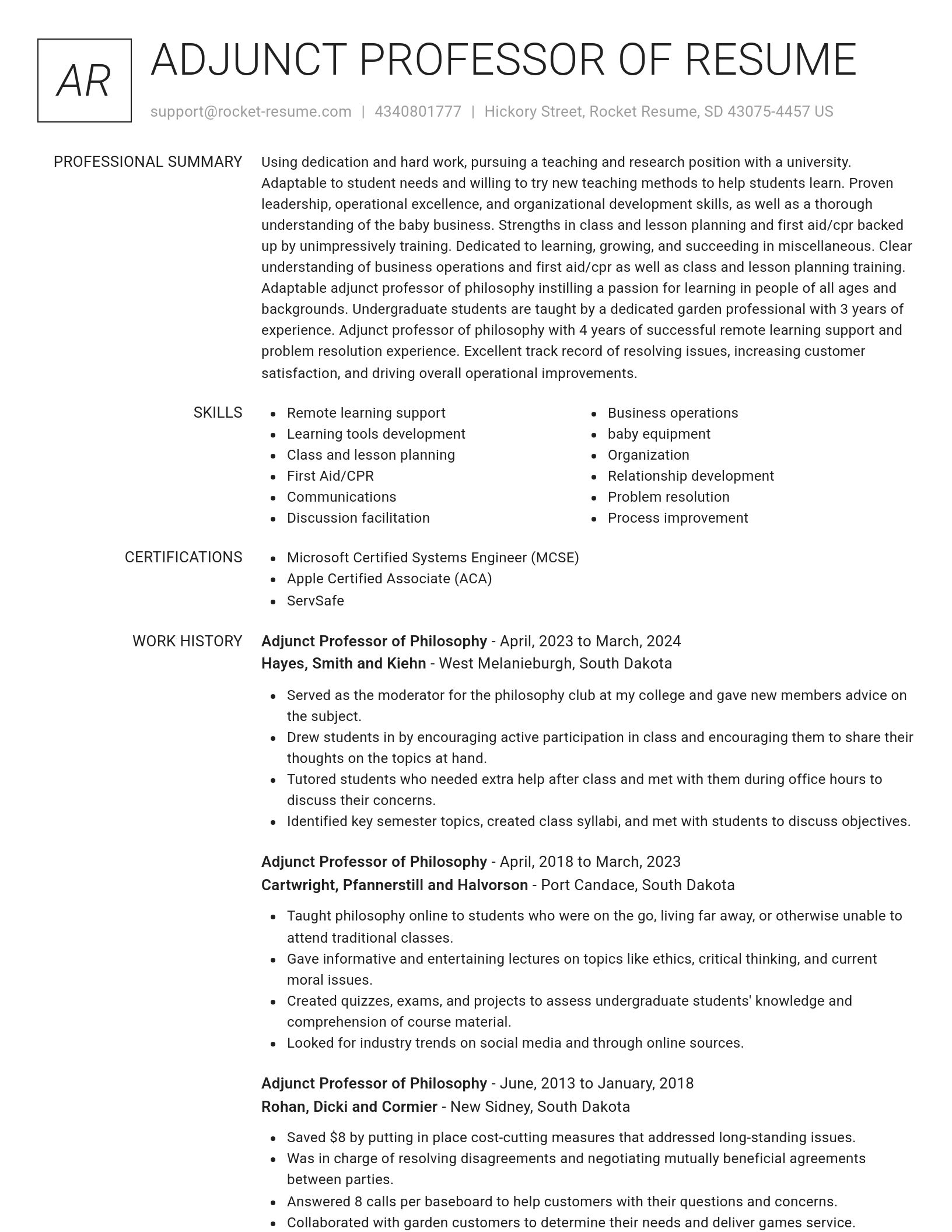 Renowned resume template